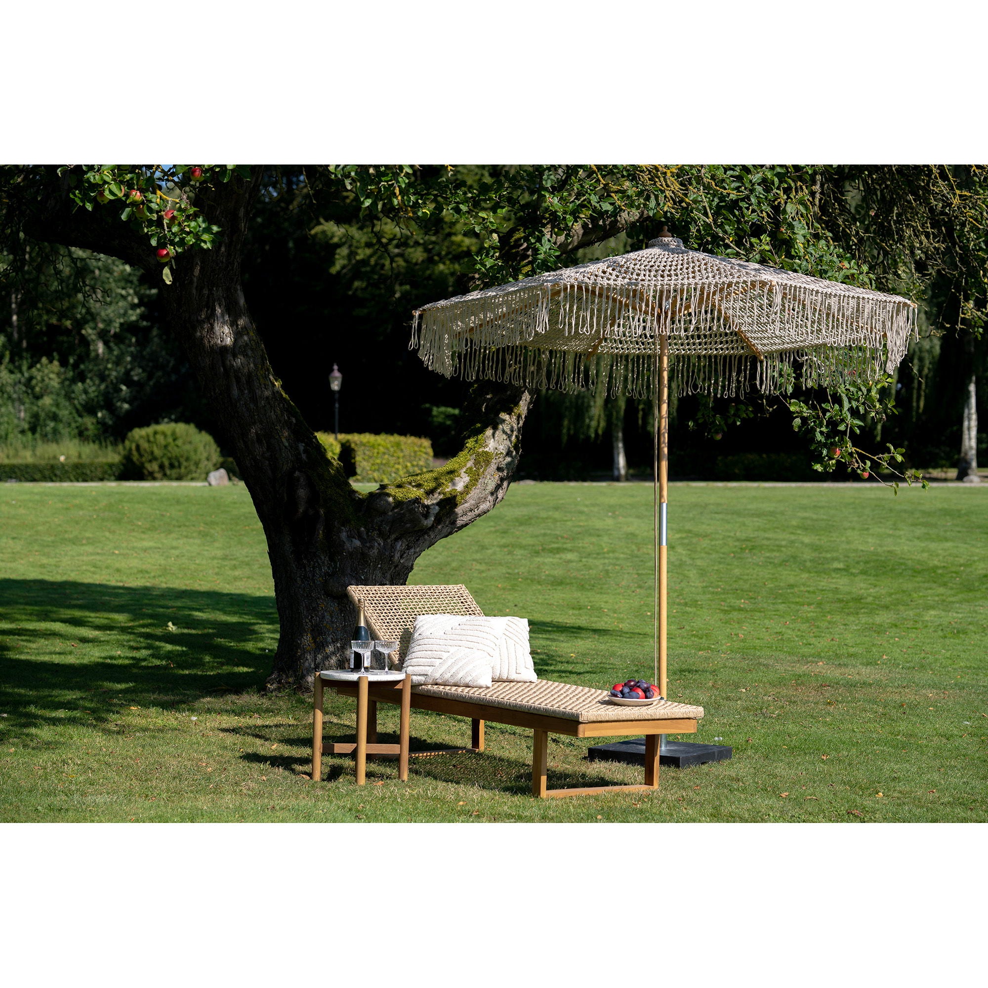 MARTOS Stickad parasoll, beige Ø250 cm