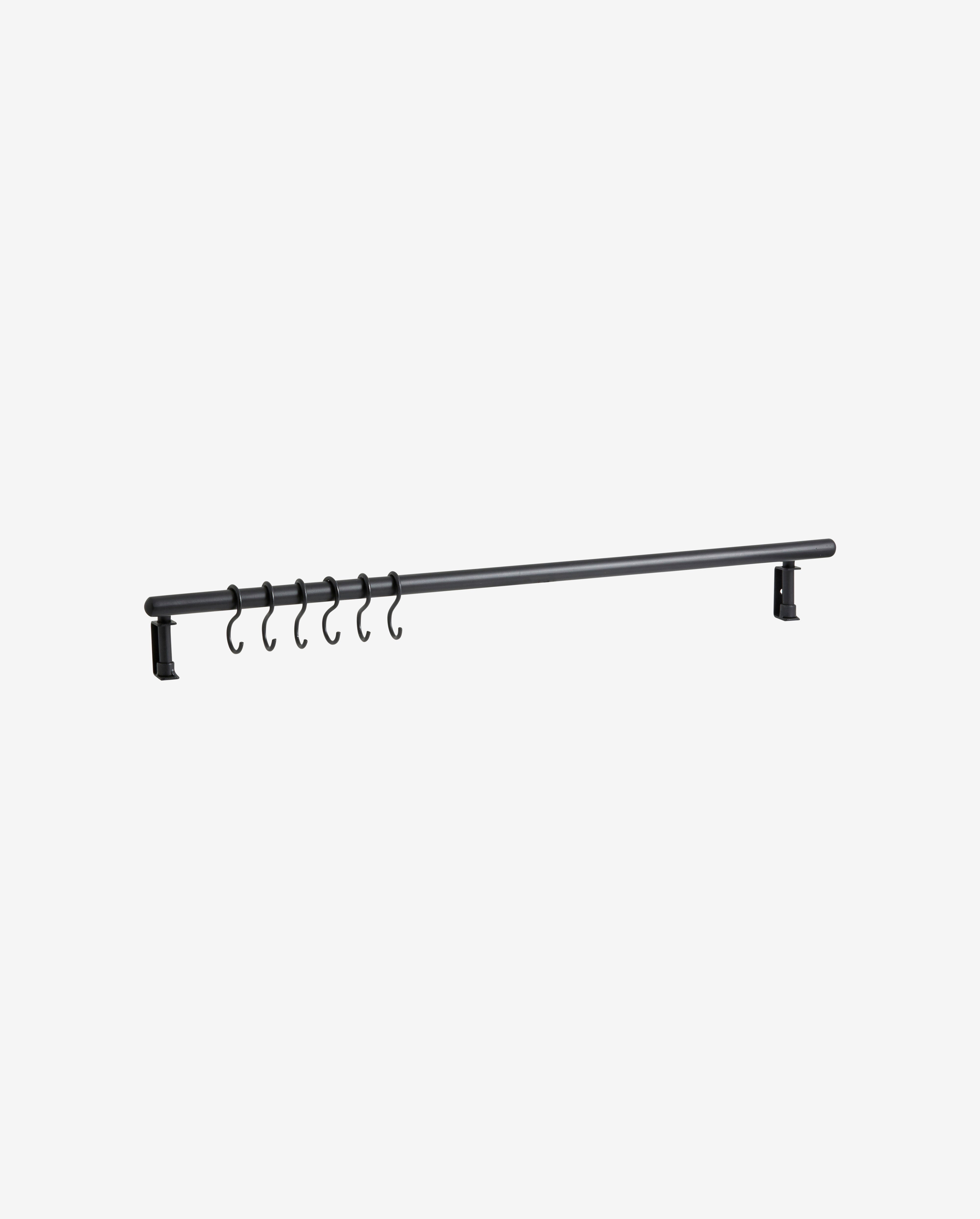 Malo Shelf, 6 Hooks - Black, Nordal, vägghyllor & väggskåp