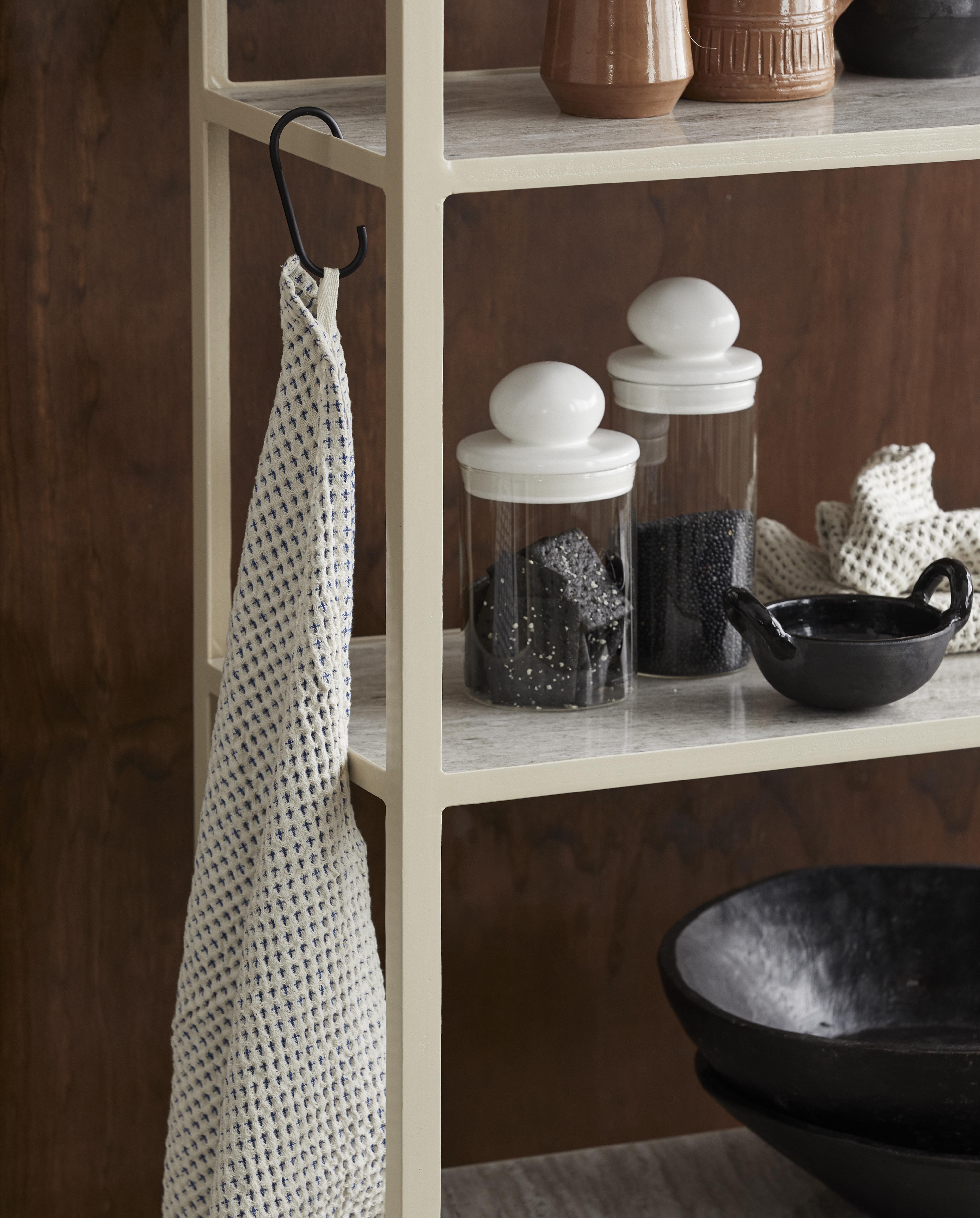 Heze Tea Towel, Waffle, Off White/blue, Nordal, sovrums textilier