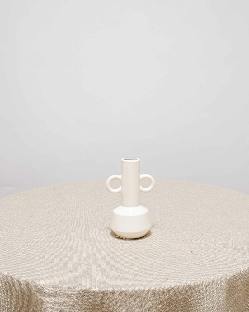 Liten Keramikvas med Handtag – Kräm, Flora Grossist, vaser-och-krukor