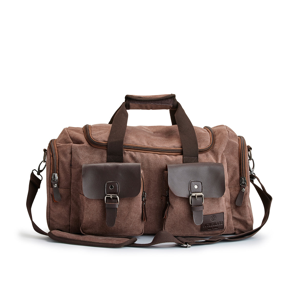 Snygg Trendig Duffelbag med Imitationsläder från Sutherland & Sons – Brun, House of Regalo, Väskor