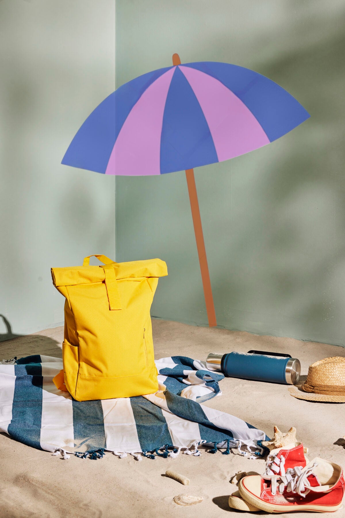 Hamamhandduk i Återvunnen Material – Petrol Rand Inklusive Totebag, House of Regalo, active-lifestyle