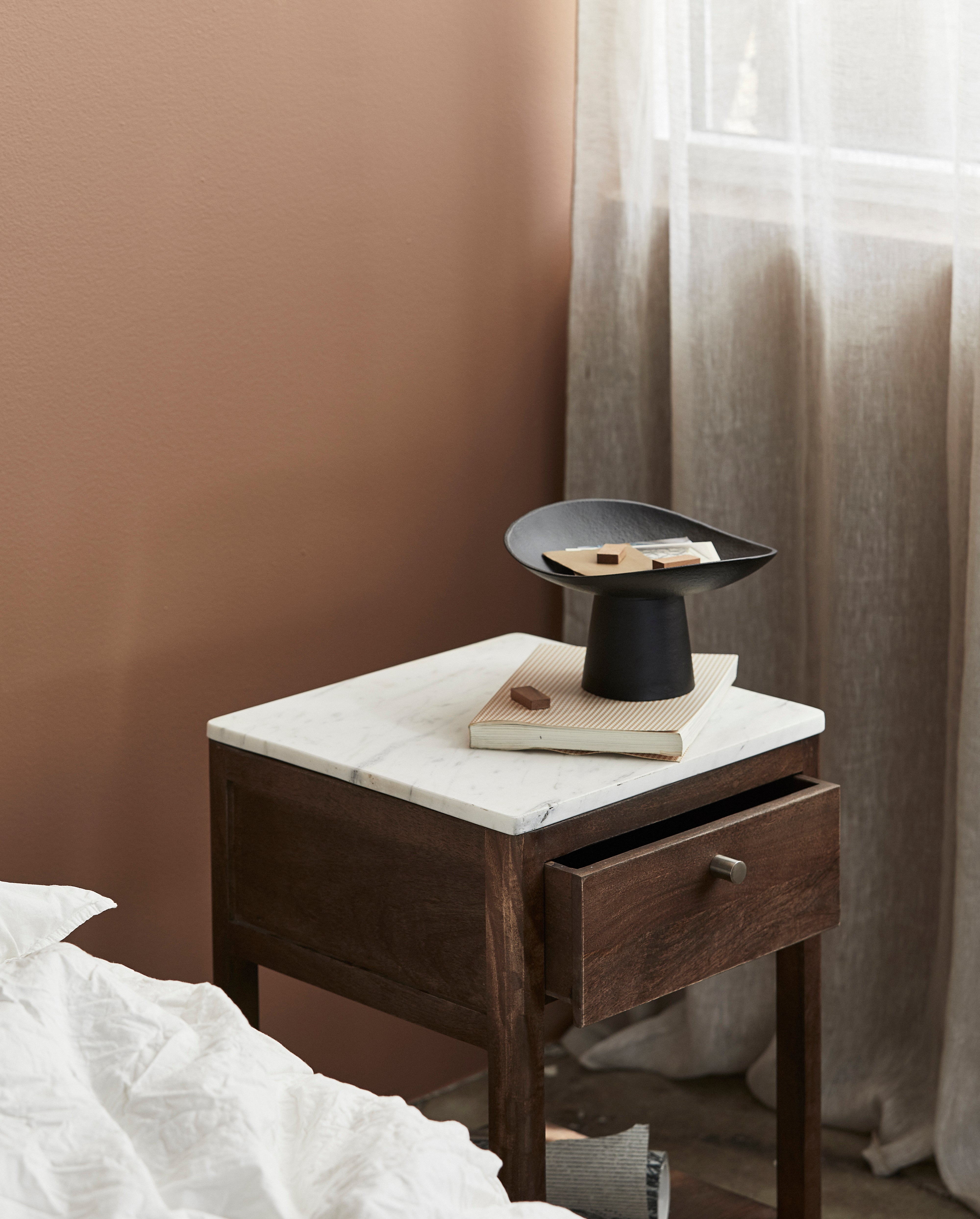 Bille Night Stand - Wood/marble, Nordal, bord