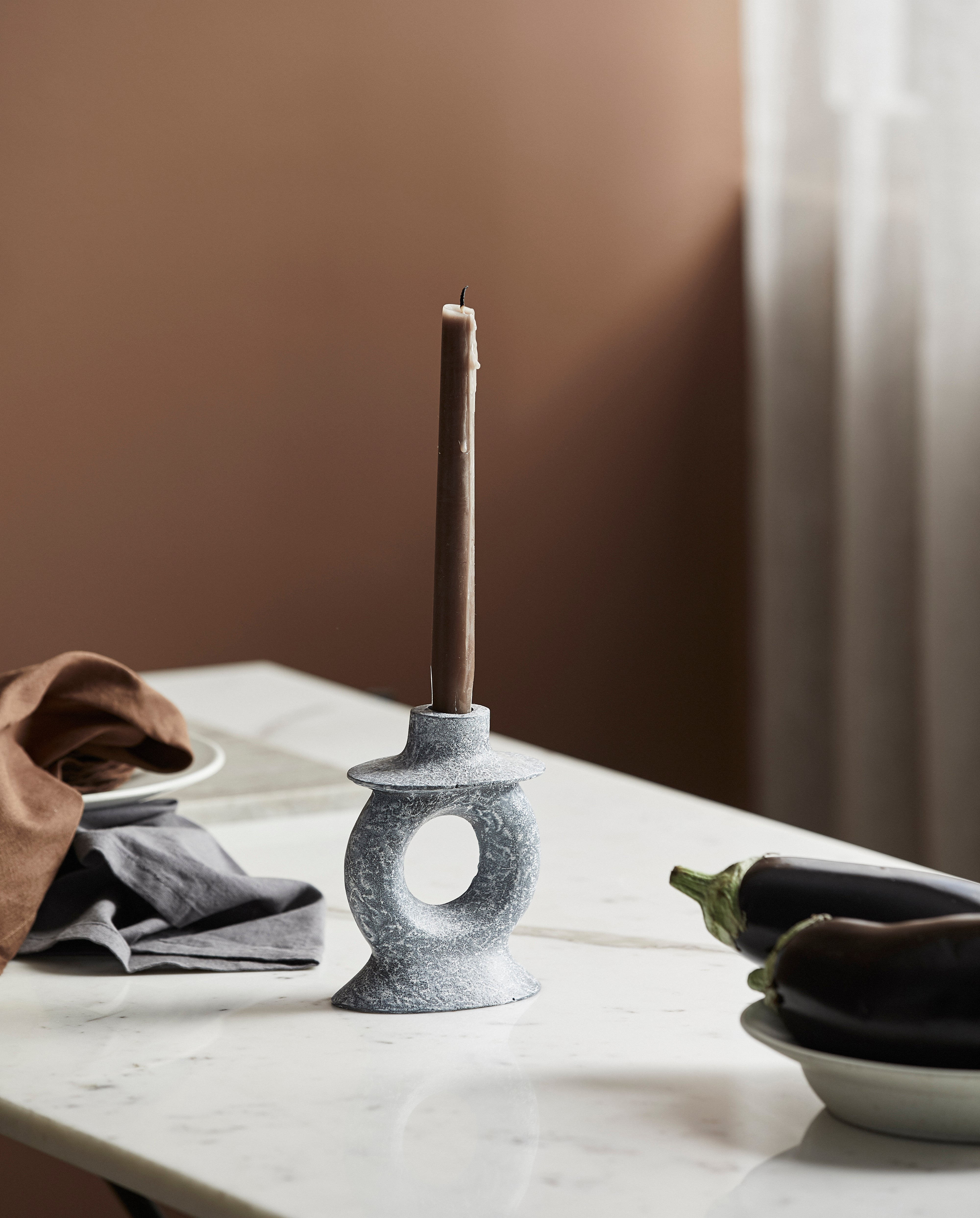 Egadi Candleholder, M, Grey Texture, Nordal, ljus & ljuslyktor