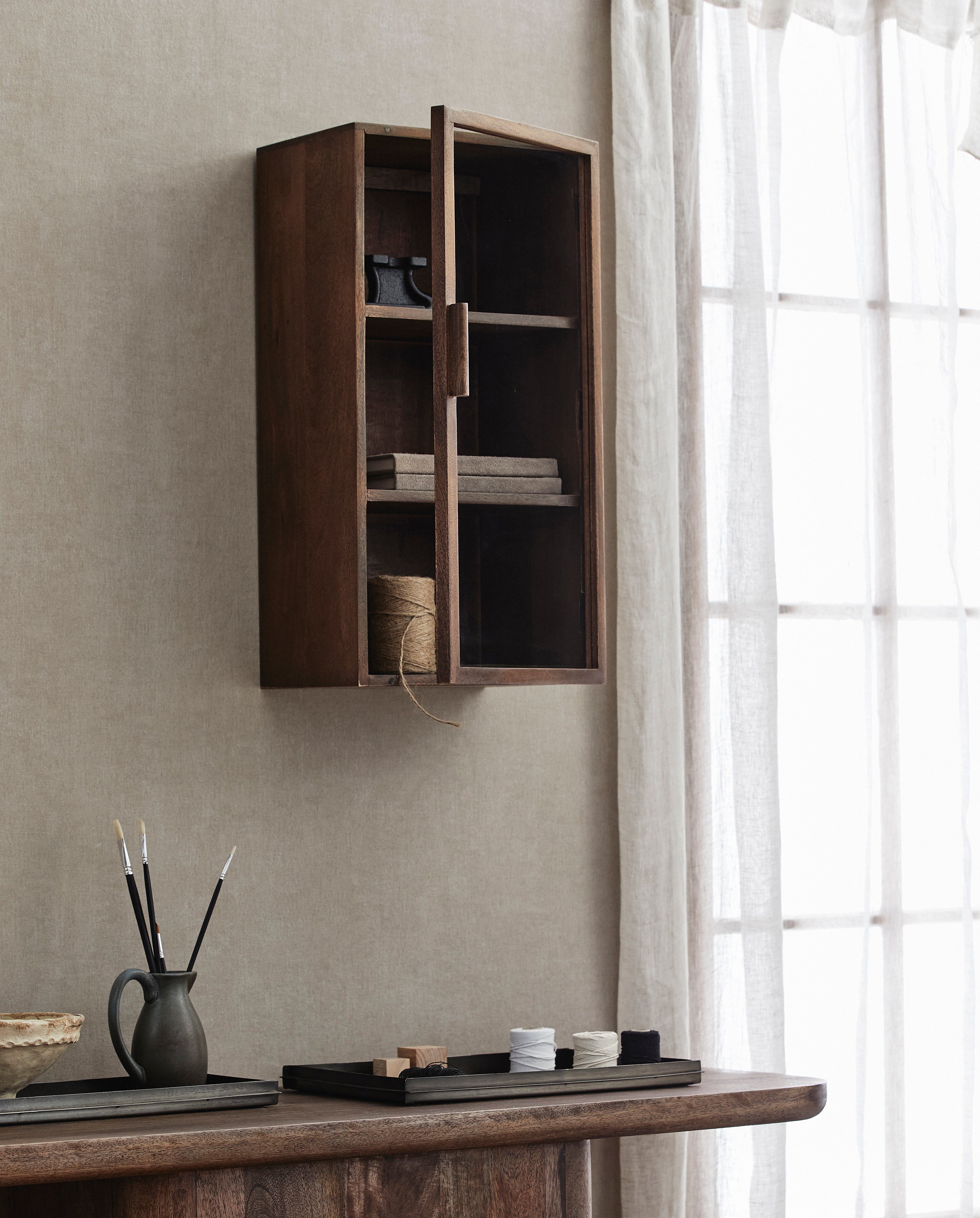 Nango Wall Cabinet, 1 Door, Dark Brown, Nordal, möbler