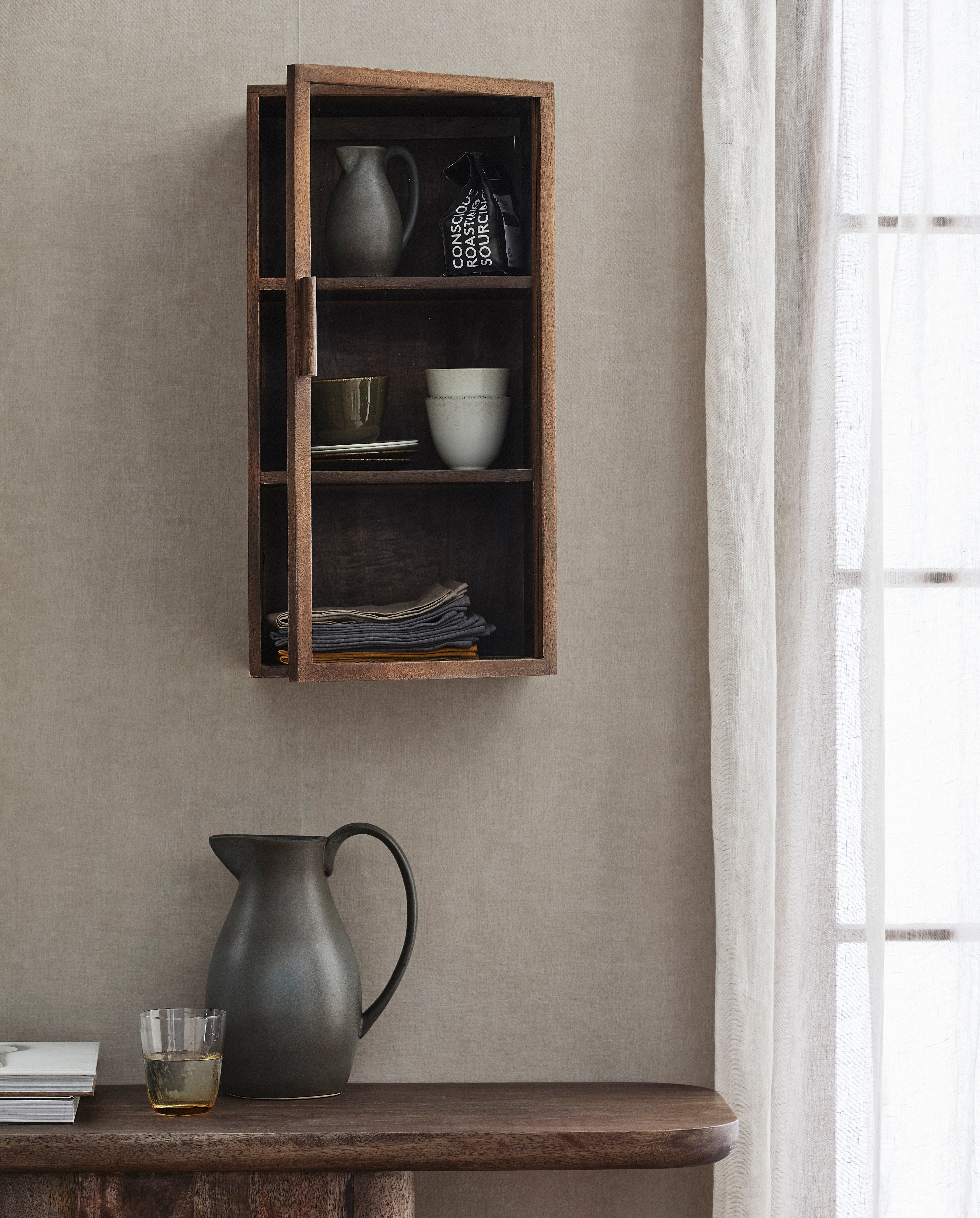 Nango Wall Cabinet, 1 Door, Dark Brown, Nordal, möbler