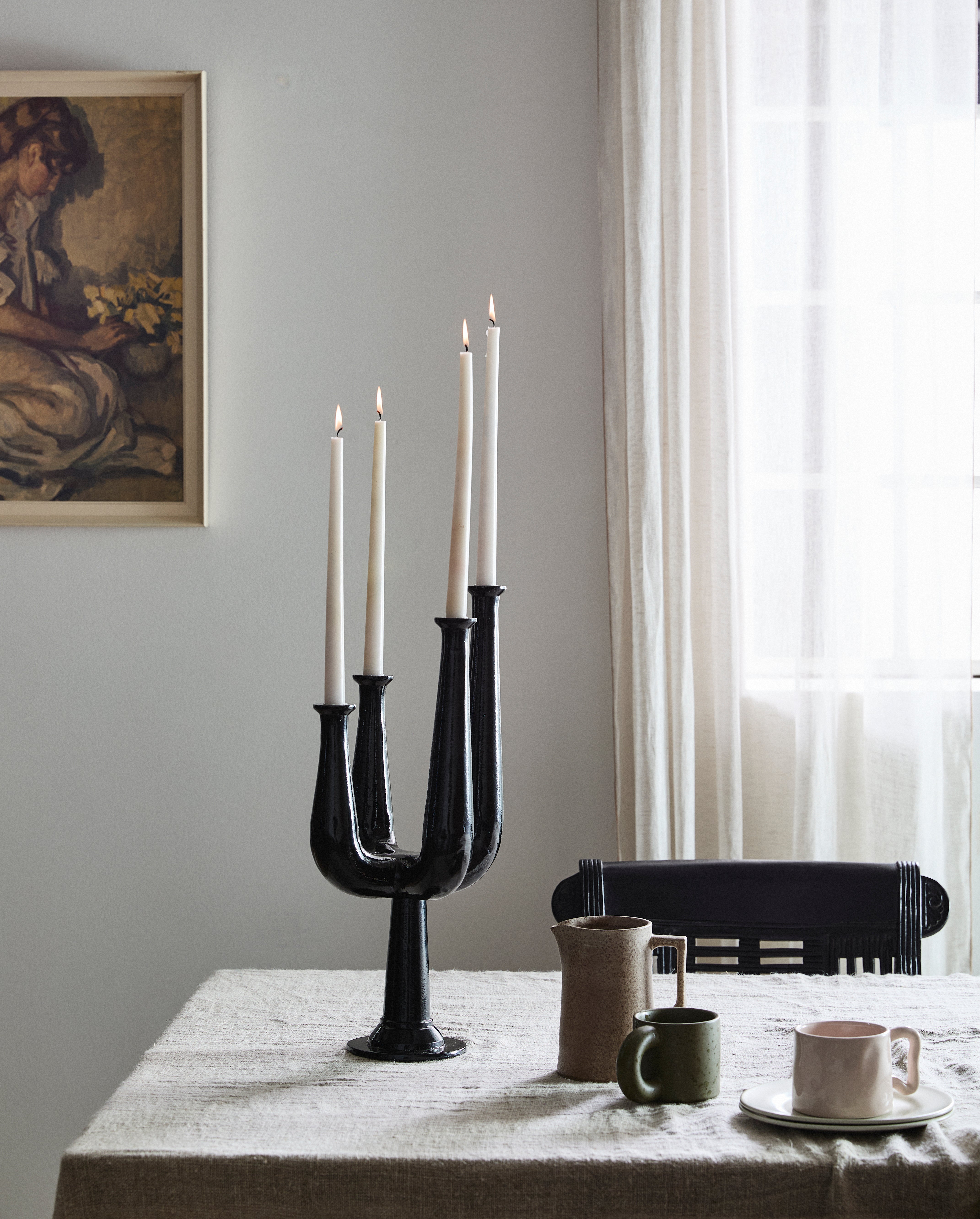 Ulopu Candleholder, 4 Arm, Aluminum - Black, Nordal, ljus & ljuslyktor