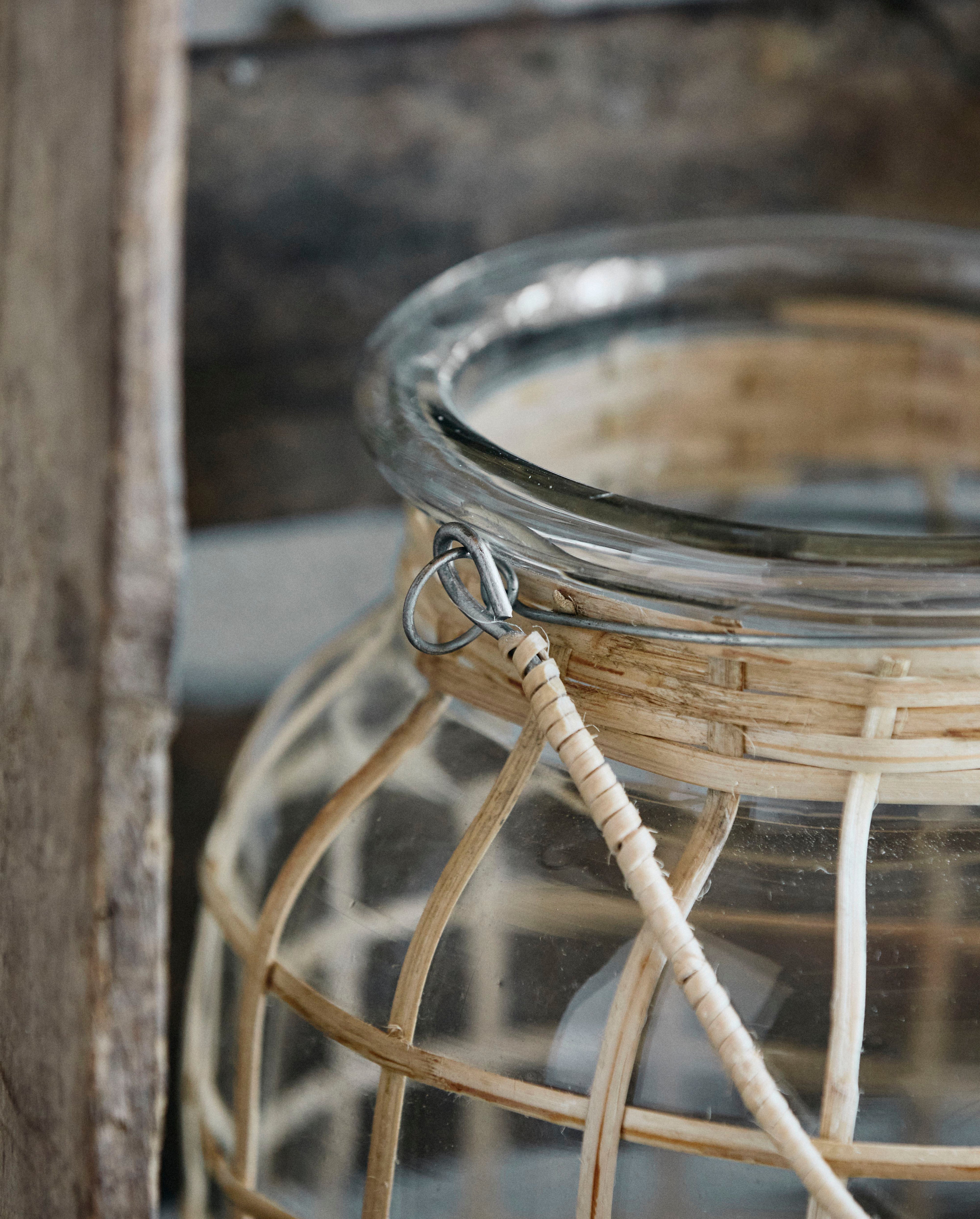 Bamboo Candle Holder, Glass, Small, Nordal, ljus & ljuslyktor