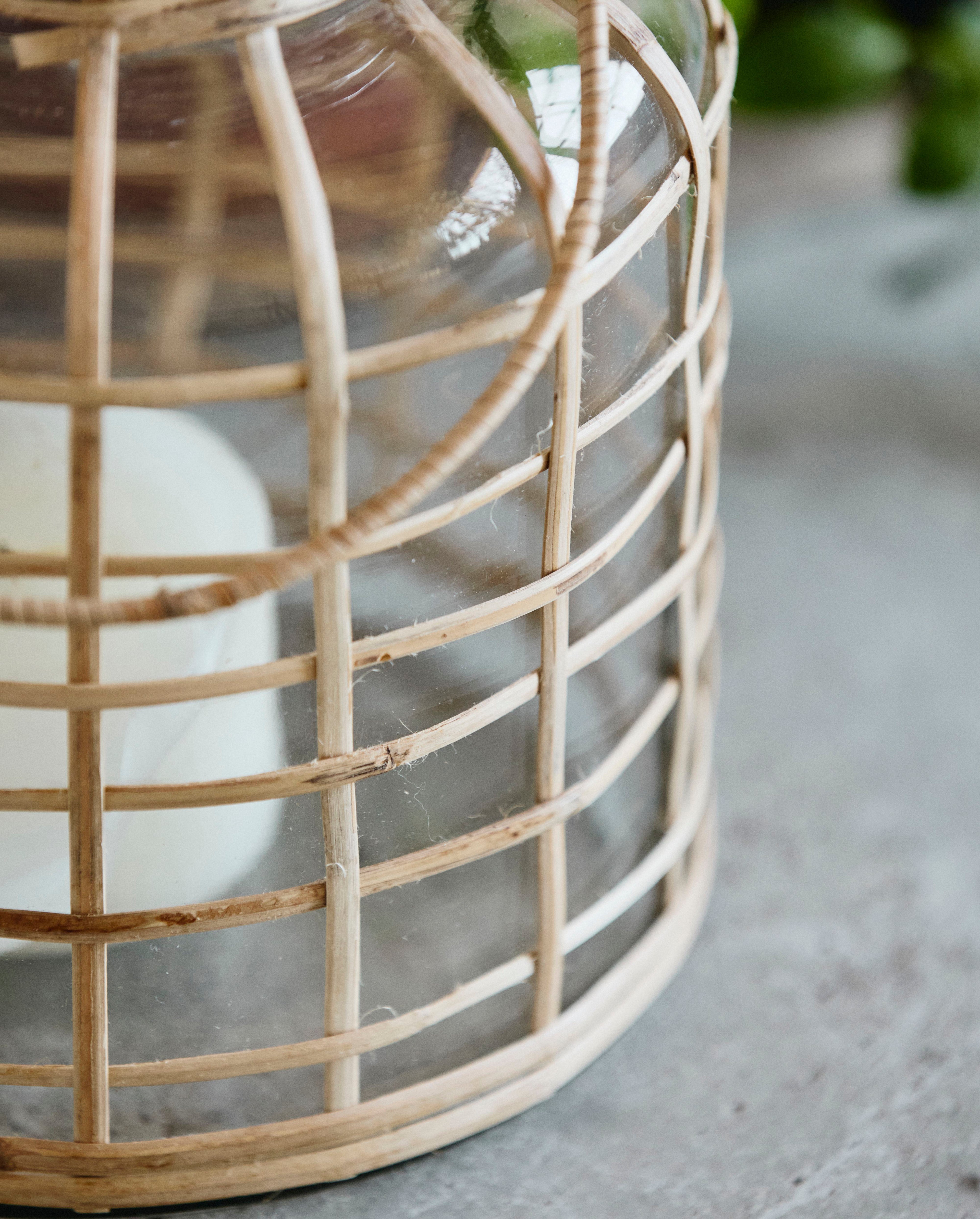 Bamboo Candle Holder, Glass, Medium, Nordal, ljus & ljuslyktor