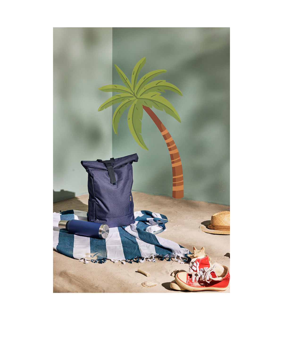 Stor Hamamhandduk i Återvunnen Bomull – Petrol Rand Inklusive Totebag, House of Regalo, active-lifestyle