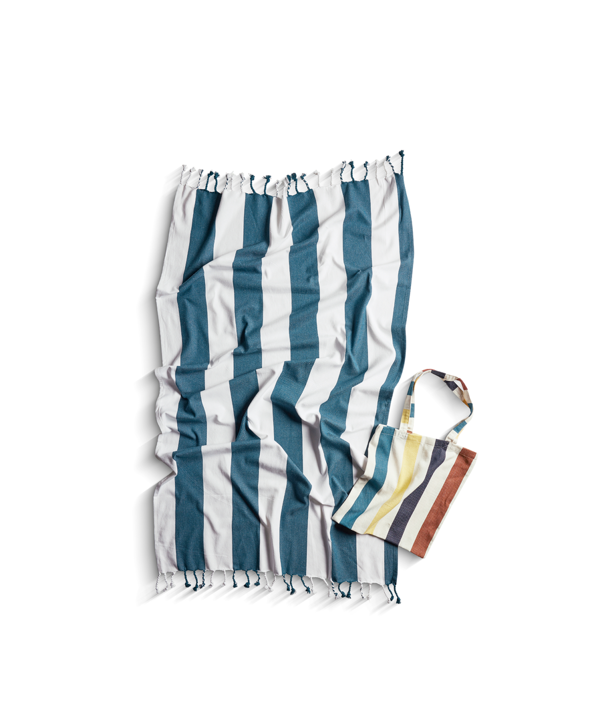 Hamamhandduk i Återvunnen Material – Petrol Rand Inklusive Totebag, House of Regalo, active-lifestyle