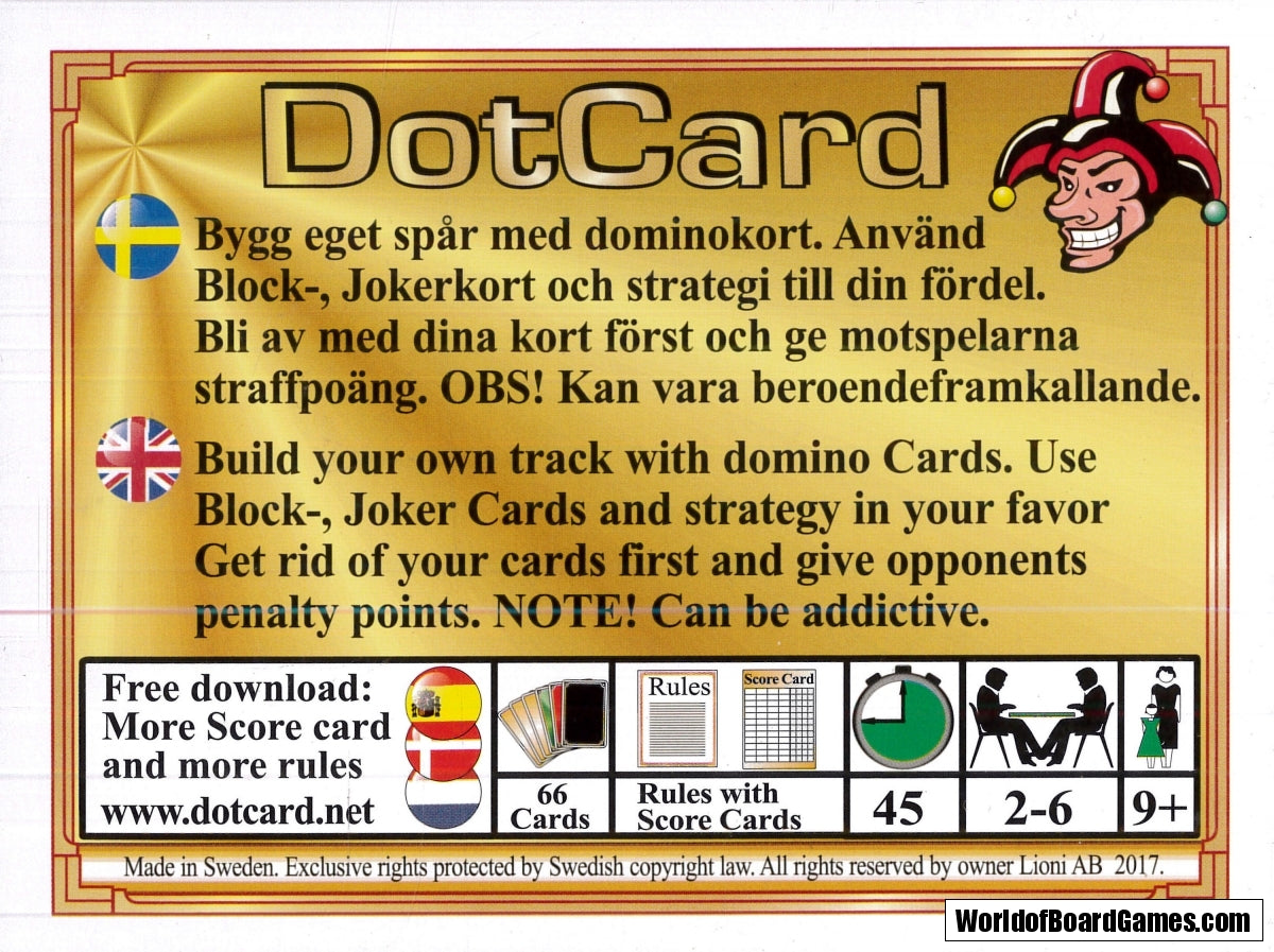 DotCard Brons spel, baksida och regler