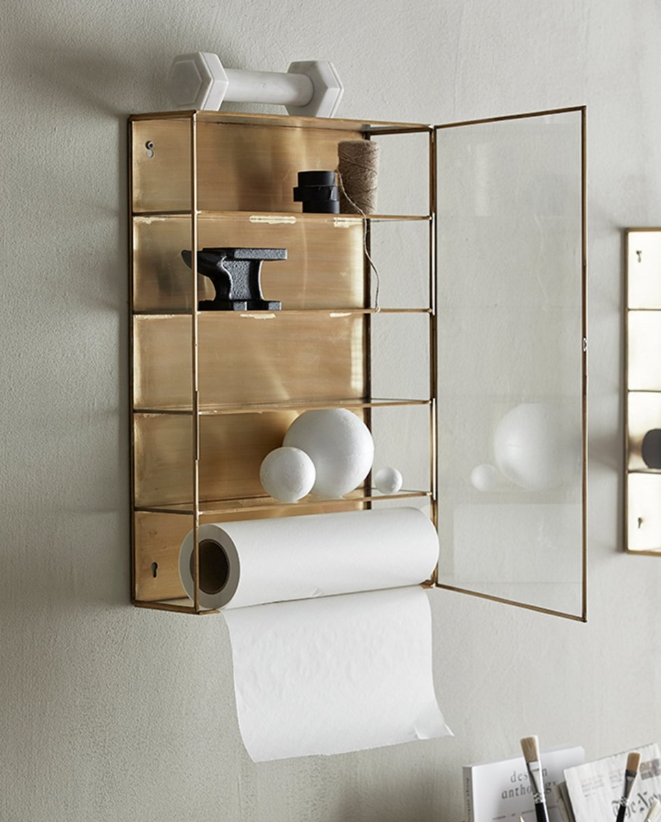 Ada Wall Cabinet, S, 3 Shelves, Golden Finish, Nordal, vägghyllor & väggskåp