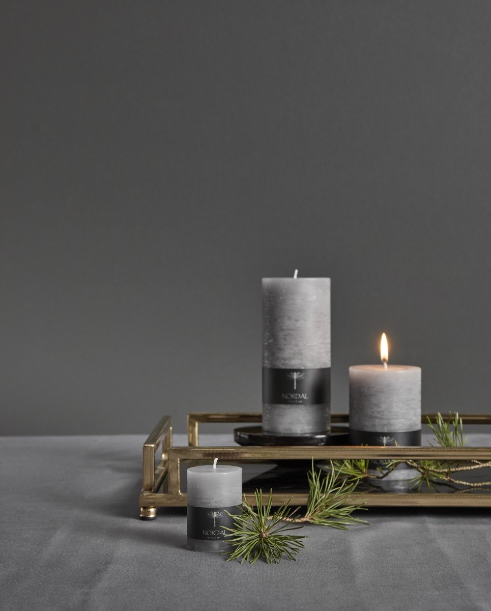 Candle, S - Grey, Nordal, ljus & ljuslyktor