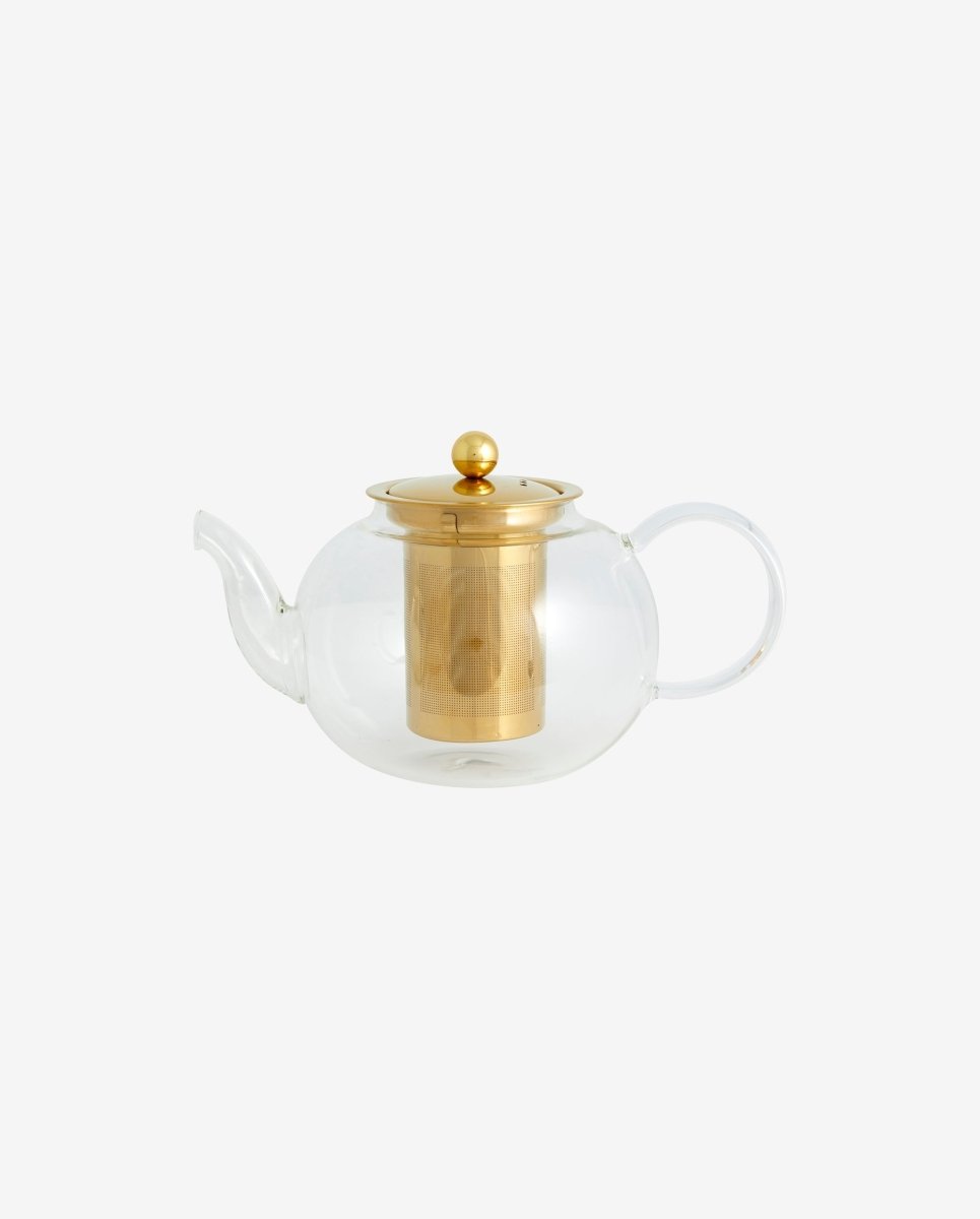 Chili Teapot, Glass - Golden Finish/clear, Nordal, kannor och karaff