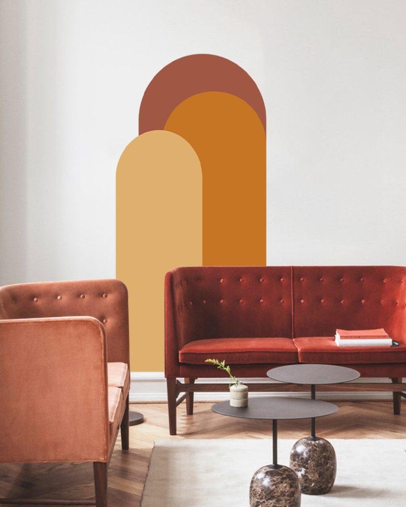 Modern Väggdekal i Enkel Stil med Bågmotiv för Vardagsrummet Jga006, Flora Grossist, väggdekoration