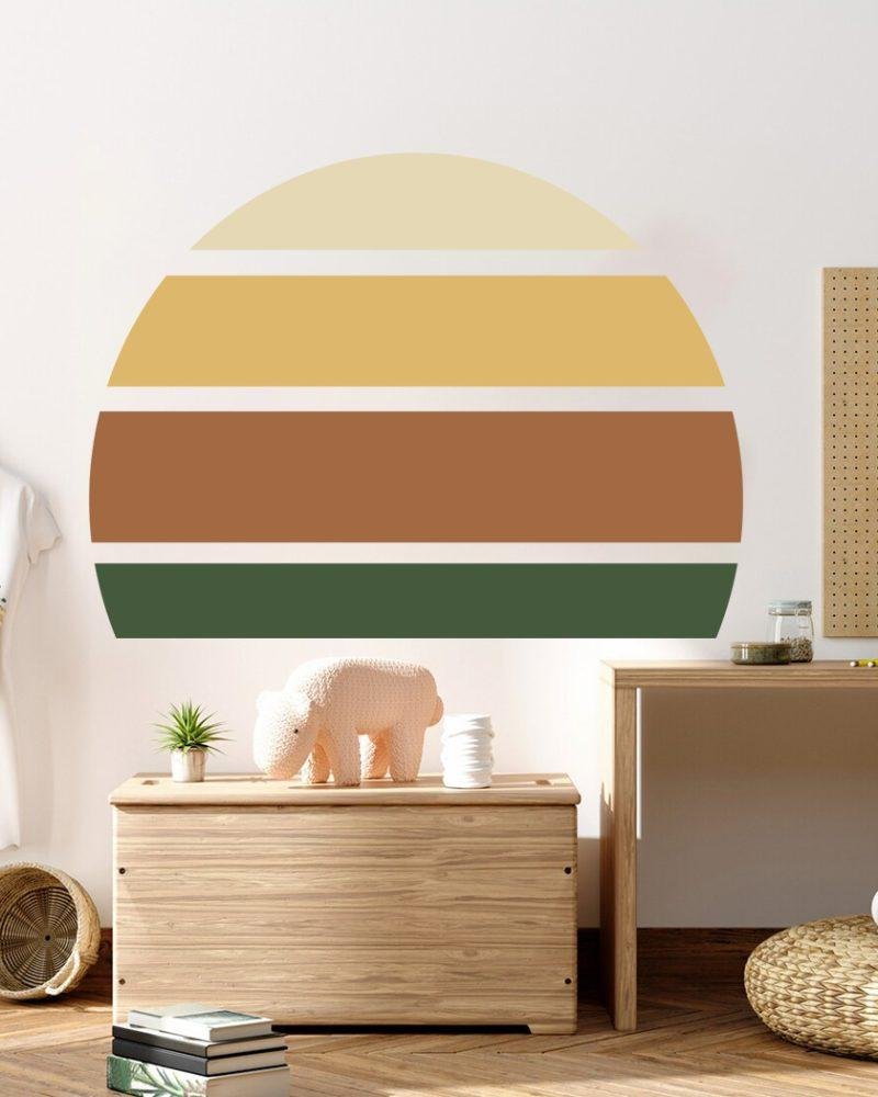Retro Rising Sun – Earthy – Peel And Stick Wall Sticker, Flora Grossist, väggdekoration