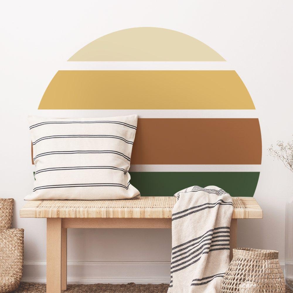 Retro Rising Sun – Earthy – Peel And Stick Wall Sticker, Flora Grossist, väggdekoration
