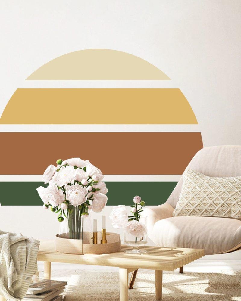 Retro Rising Sun – Earthy – Peel And Stick Wall Sticker, Flora Grossist, väggdekoration