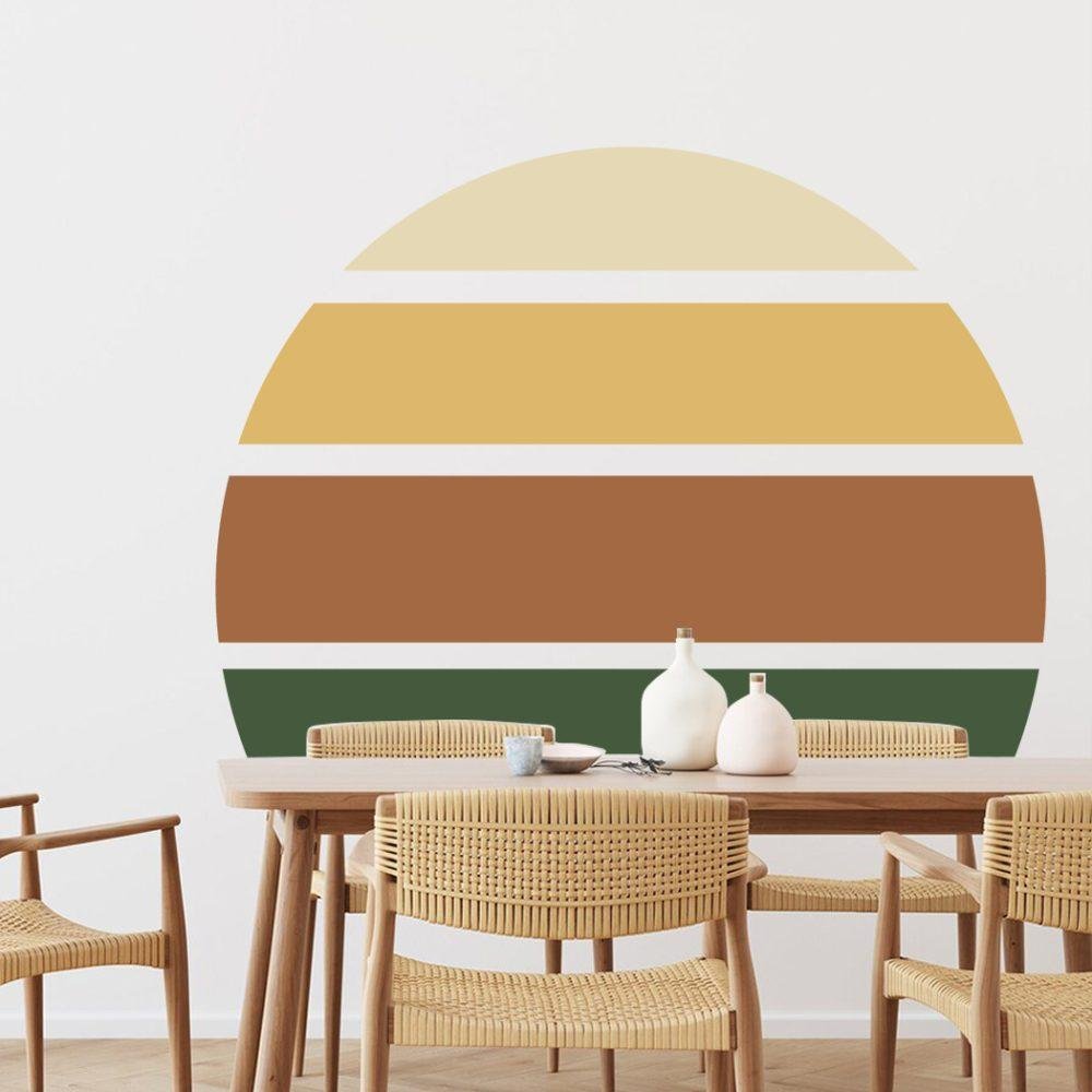 Retro Rising Sun – Earthy – Peel And Stick Wall Sticker, Flora Grossist, väggdekoration
