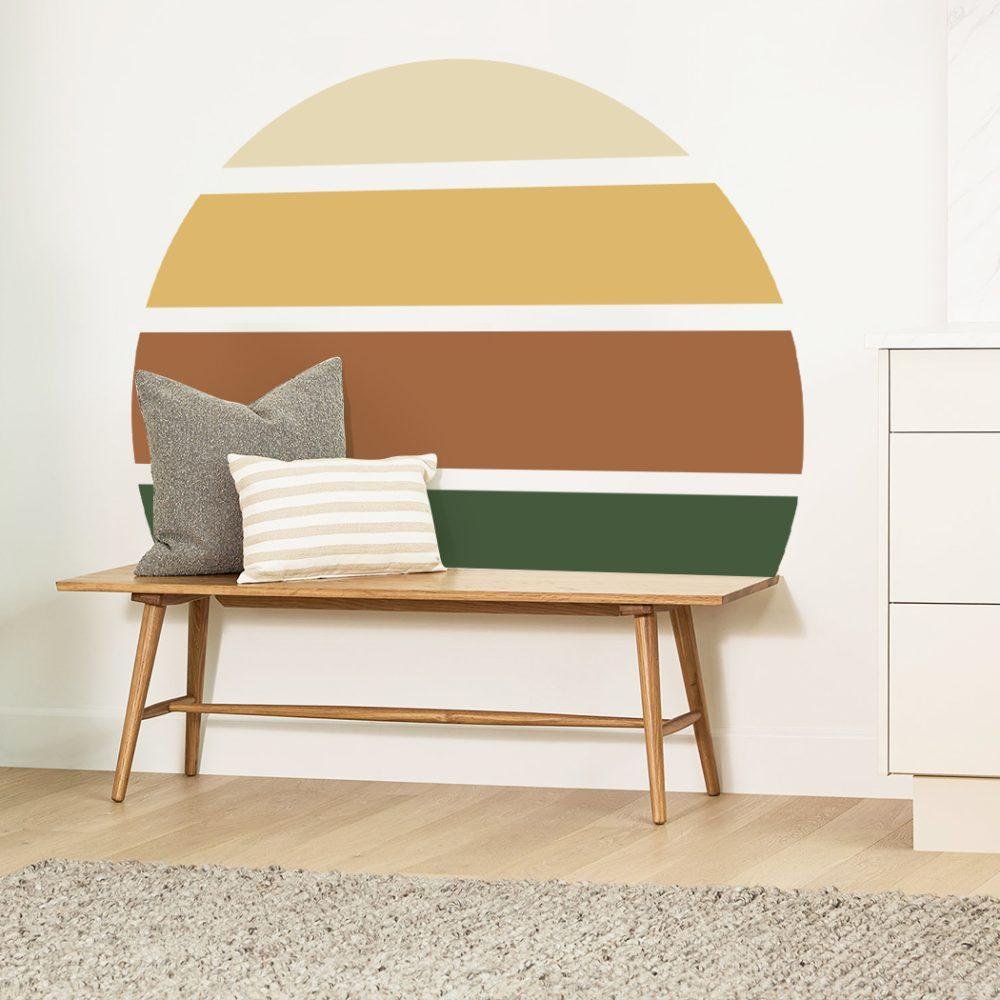 Retro Rising Sun – Earthy – Peel And Stick Wall Sticker, Flora Grossist, väggdekoration