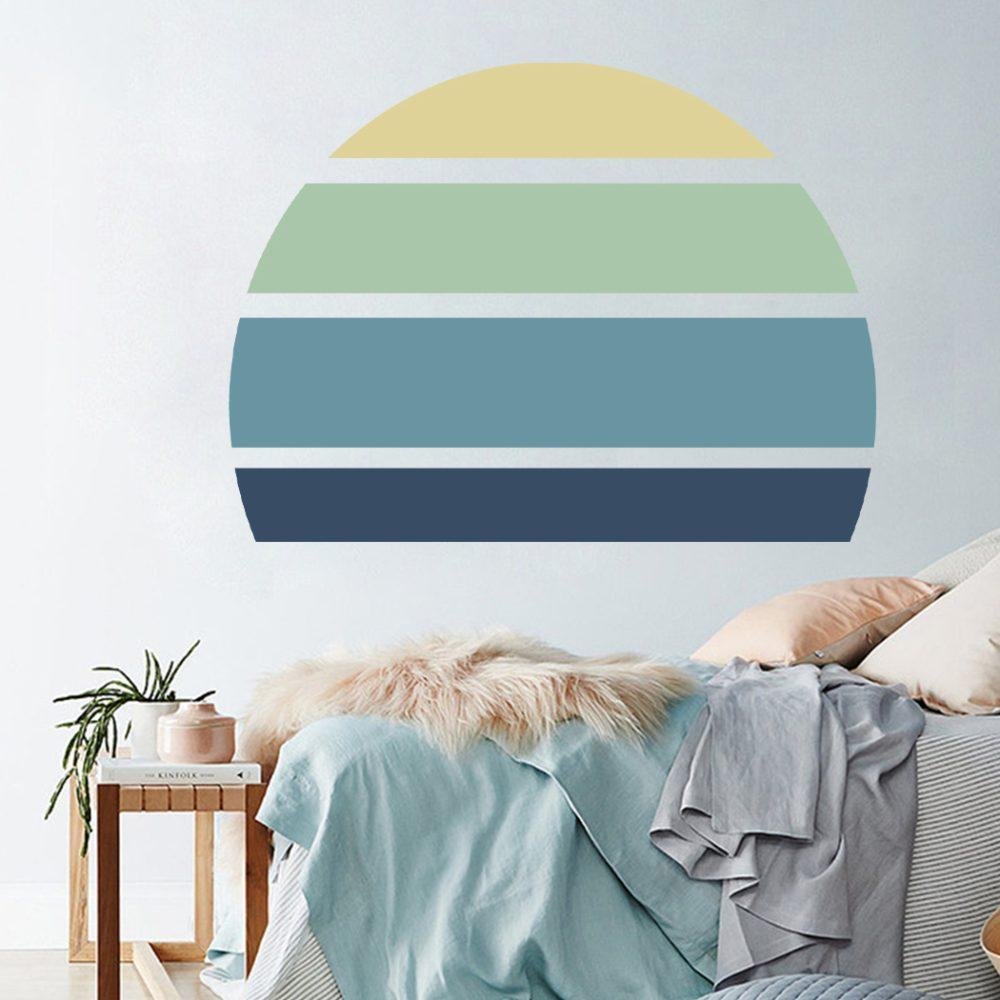 Retro Rising Sun – Ocean – Peel And Stick Wall Sticker, Flora Grossist, väggdekoration