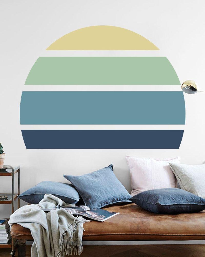Retro Rising Sun – Ocean – Peel And Stick Wall Sticker, Flora Grossist, väggdekoration
