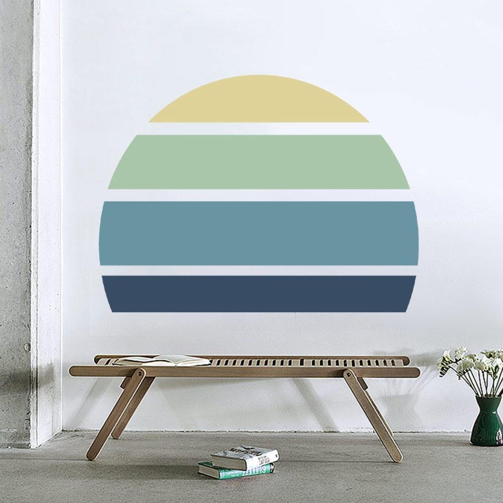 Retro Rising Sun – Ocean – Peel And Stick Wall Sticker, Flora Grossist, väggdekoration