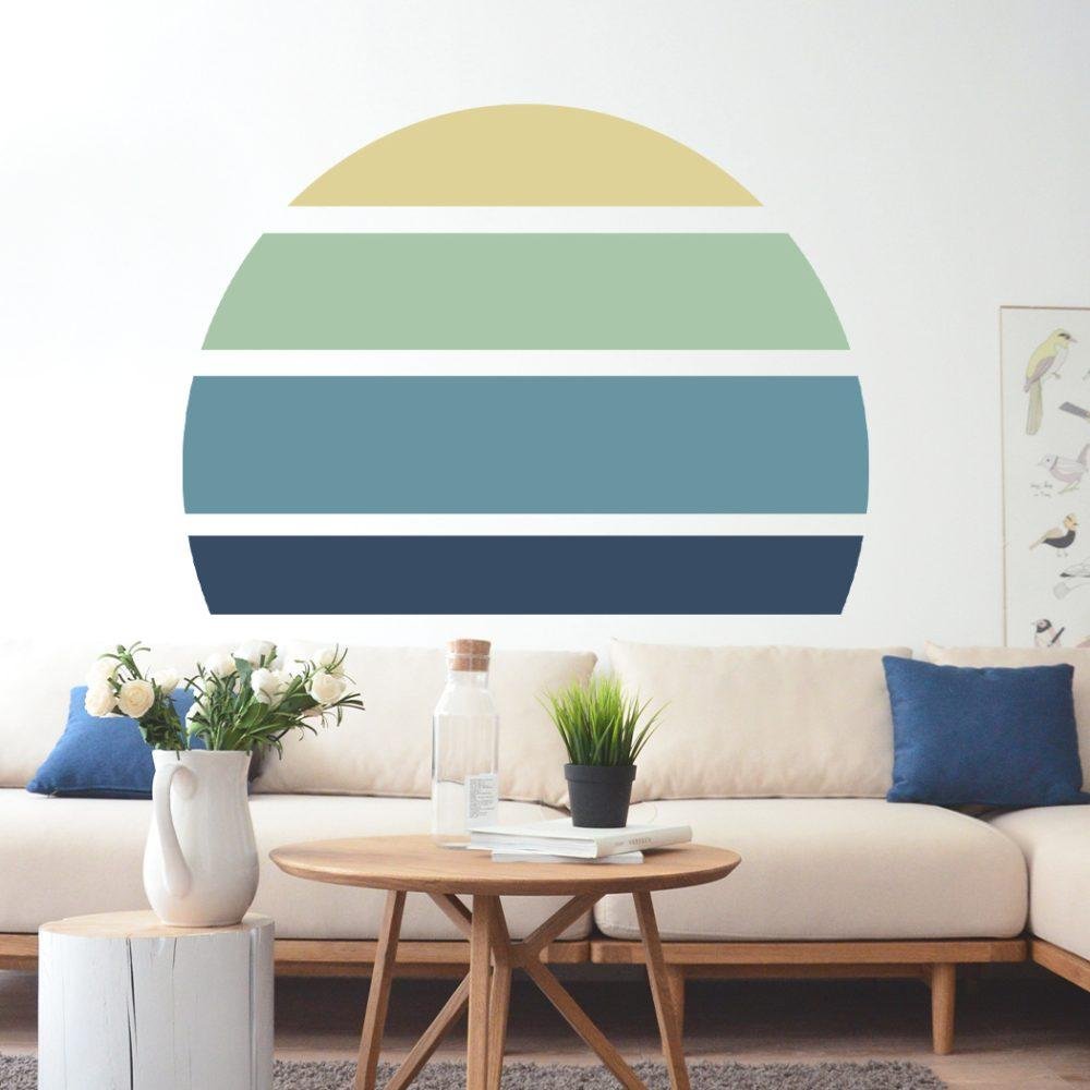 Retro Rising Sun – Ocean – Peel And Stick Wall Sticker, Flora Grossist, väggdekoration