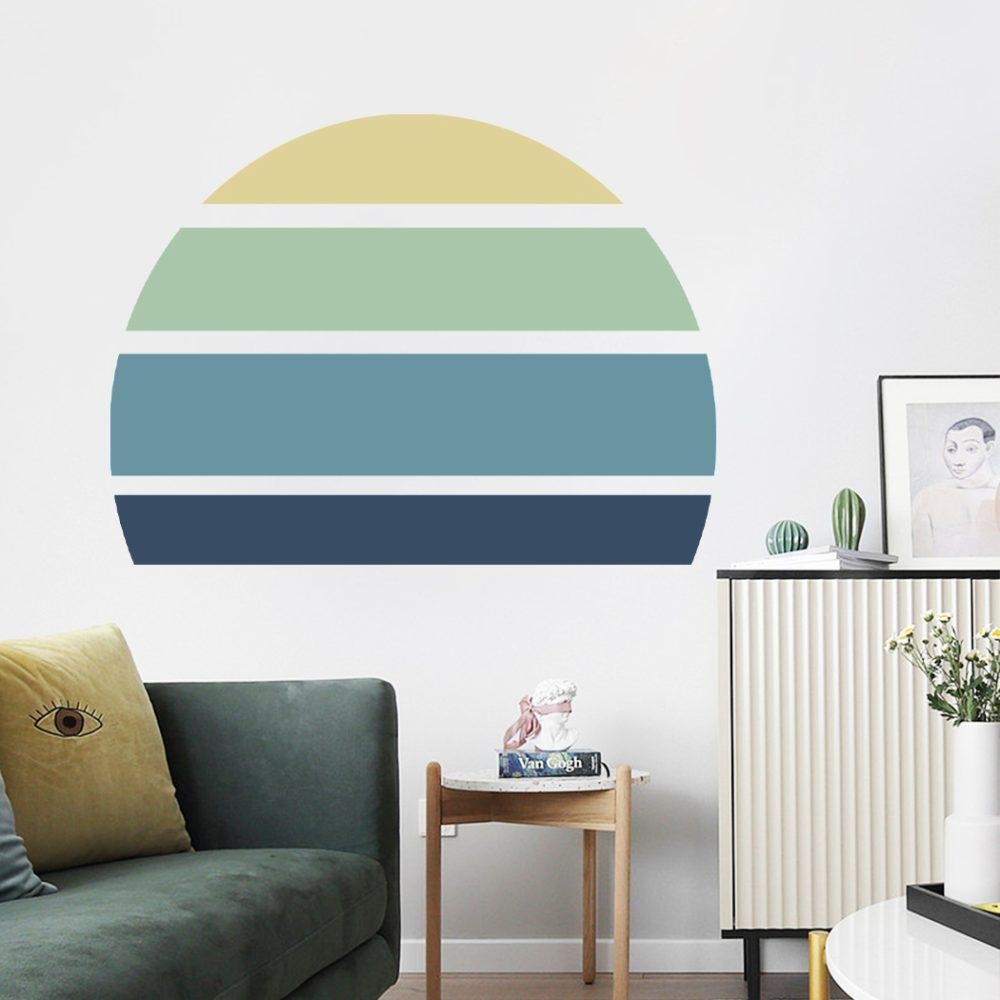 Retro Rising Sun – Ocean – Peel And Stick Wall Sticker, Flora Grossist, väggdekoration