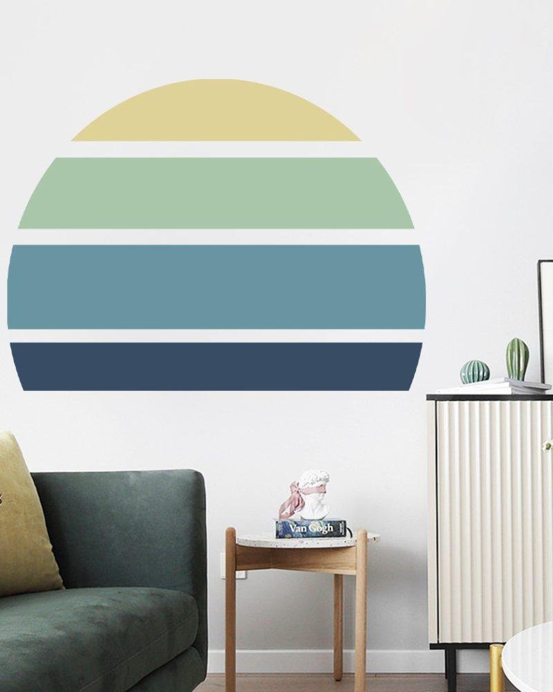 Retro Rising Sun – Ocean – Peel And Stick Wall Sticker, Flora Grossist, väggdekoration