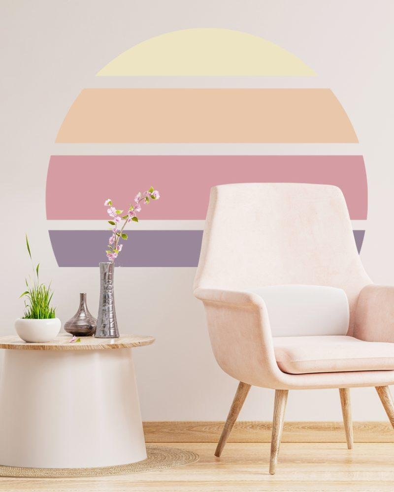 Retro Rising Sun – Whisper – Peel And Stick Wall Sticker, Flora Grossist, väggdekoration