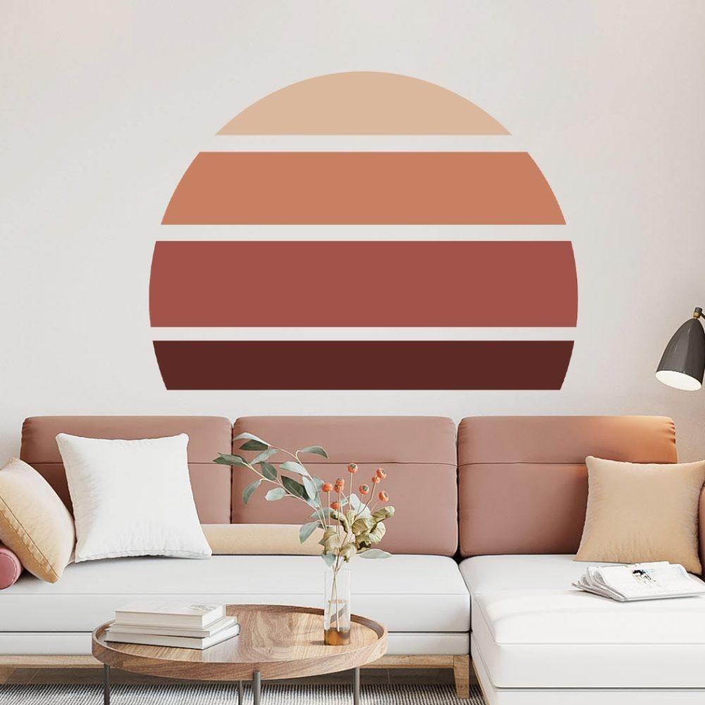 Retro Rising Sun – Desert Sand – Peel And Stick Wall Sticker, Flora Grossist, väggdekoration