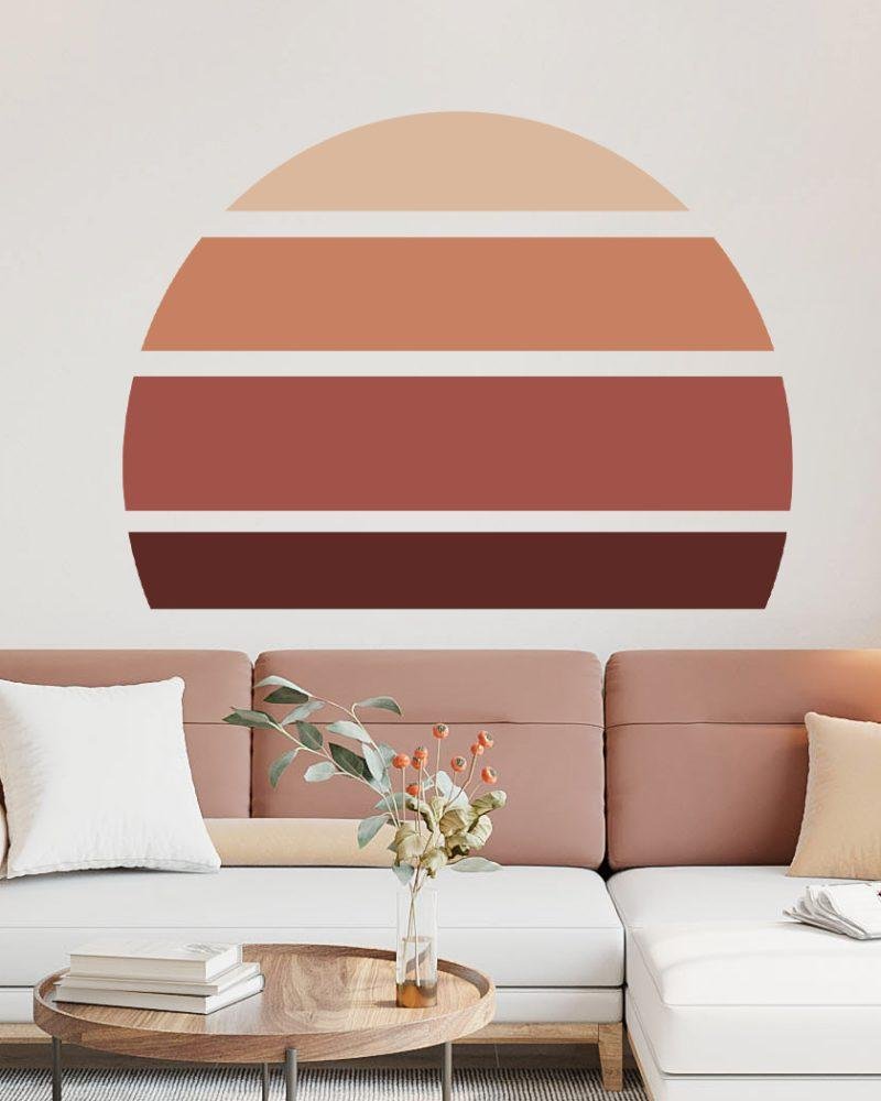 Retro Rising Sun – Desert Sand – Peel And Stick Wall Sticker, Flora Grossist, väggdekoration