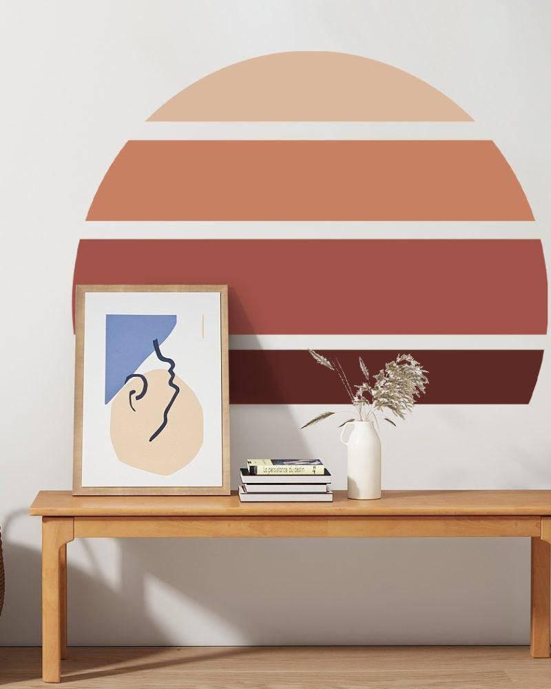 Retro Rising Sun – Desert Sand – Peel And Stick Wall Sticker, Flora Grossist, väggdekoration