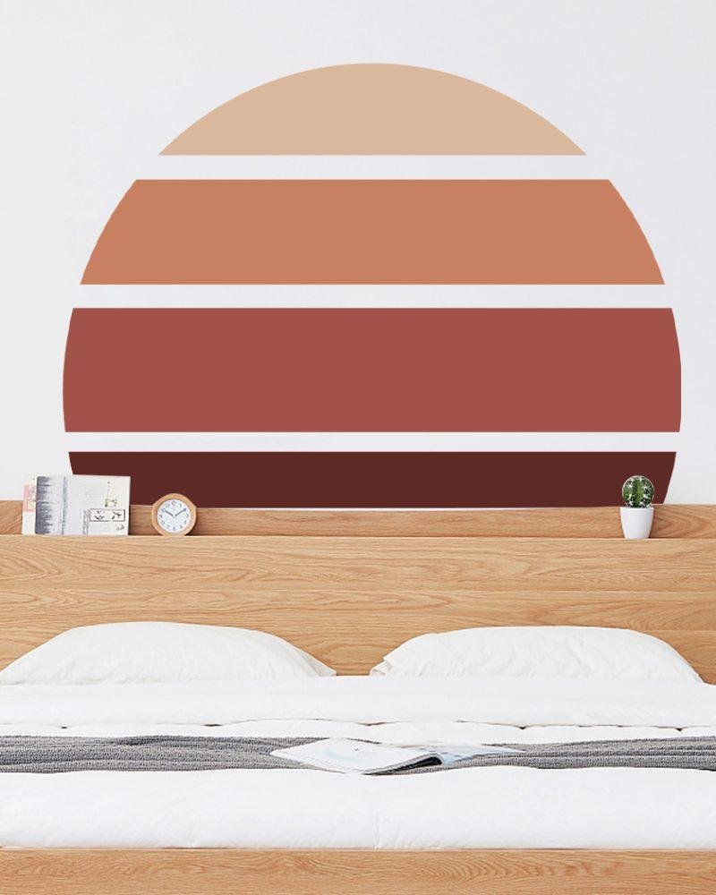 Retro Rising Sun – Desert Sand – Peel And Stick Wall Sticker, Flora Grossist, väggdekoration