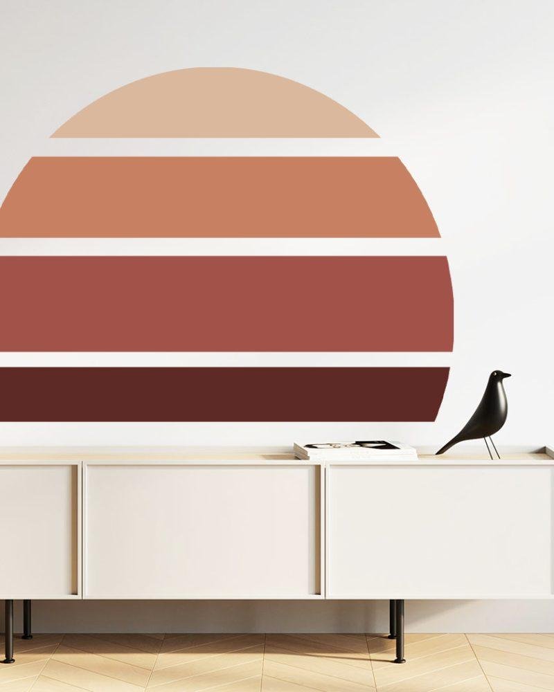 Retro Rising Sun – Desert Sand – Peel And Stick Wall Sticker, Flora Grossist, väggdekoration