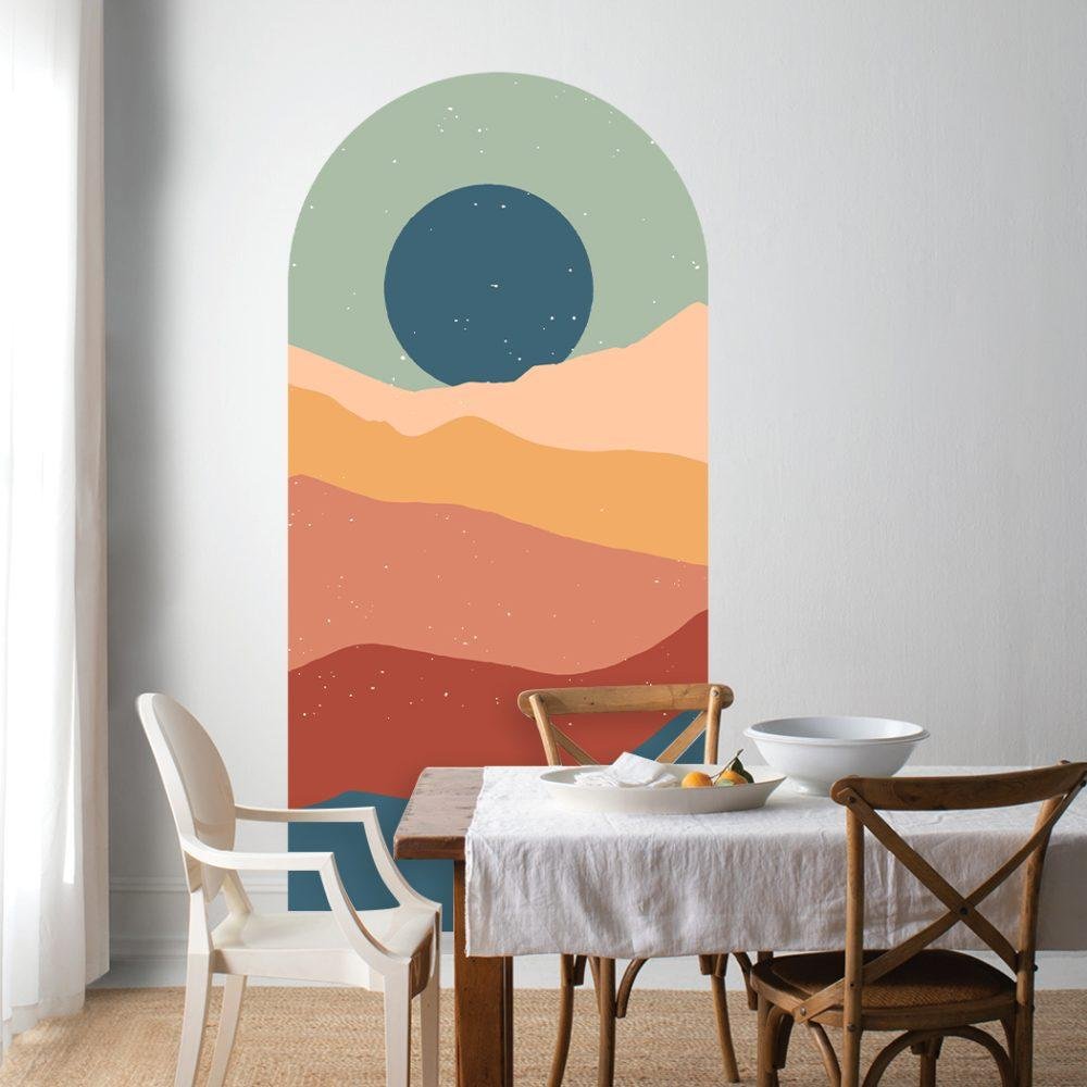 1 St Simple Life Mountain Sunset Arch Dekal Vattentät Väggmålning, Flora Grossist, väggdekoration