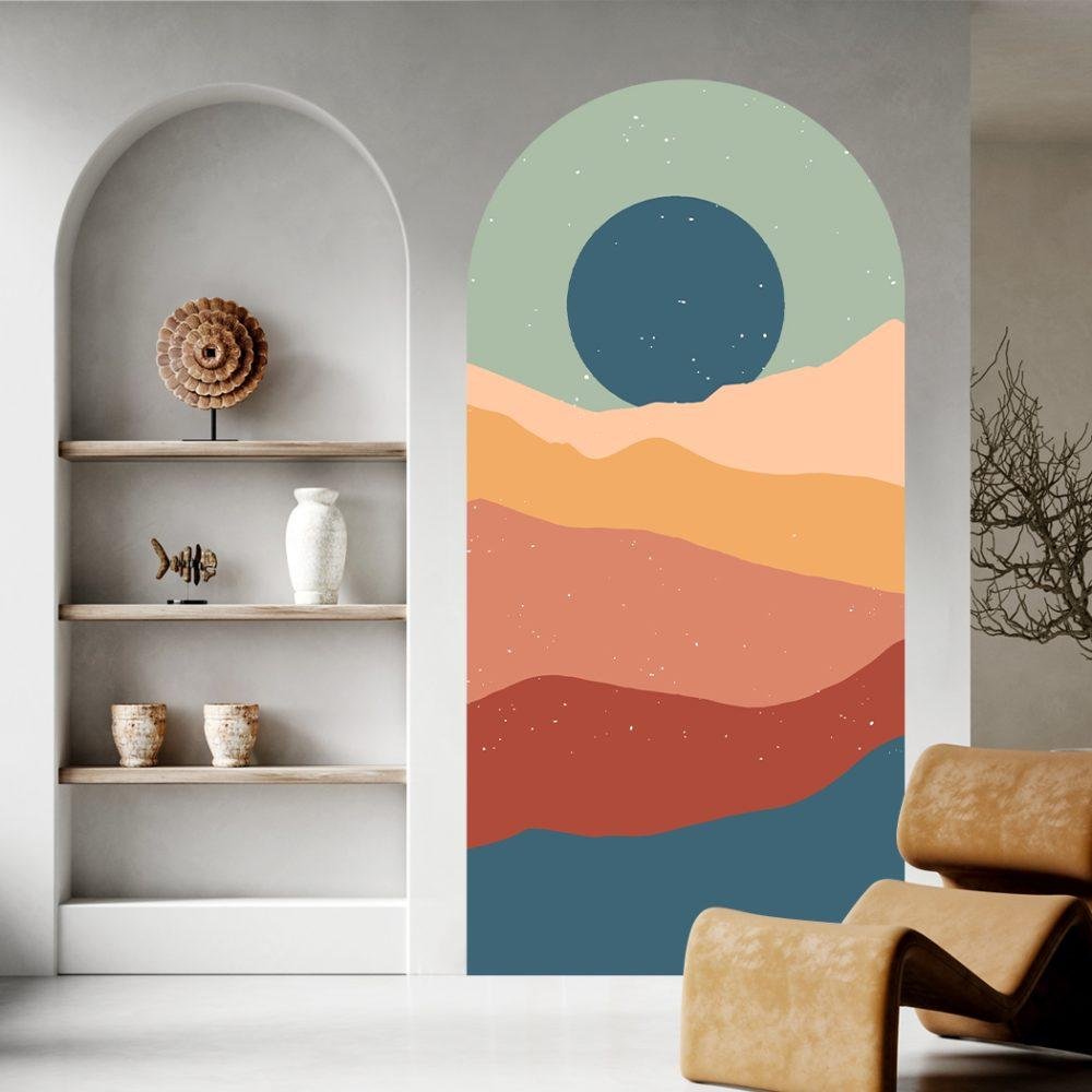 1 St Simple Life Mountain Sunset Arch Dekal Vattentät Väggmålning, Flora Grossist, väggdekoration