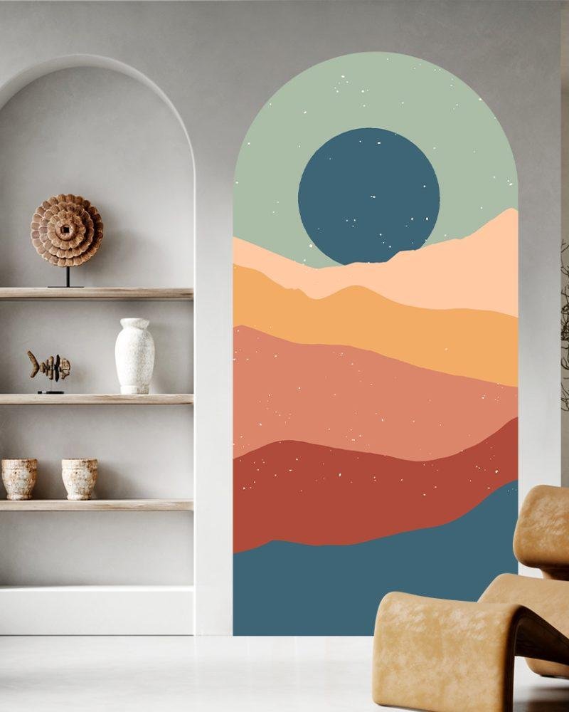 1 St Simple Life Mountain Sunset Arch Dekal Vattentät Väggmålning, Flora Grossist, väggdekoration