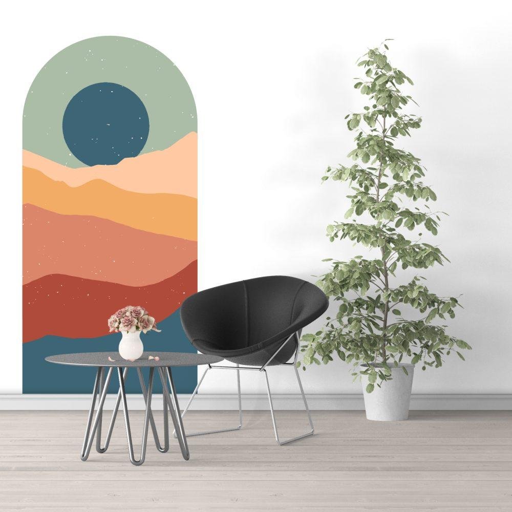 1 St Simple Life Mountain Sunset Arch Dekal Vattentät Väggmålning, Flora Grossist, väggdekoration