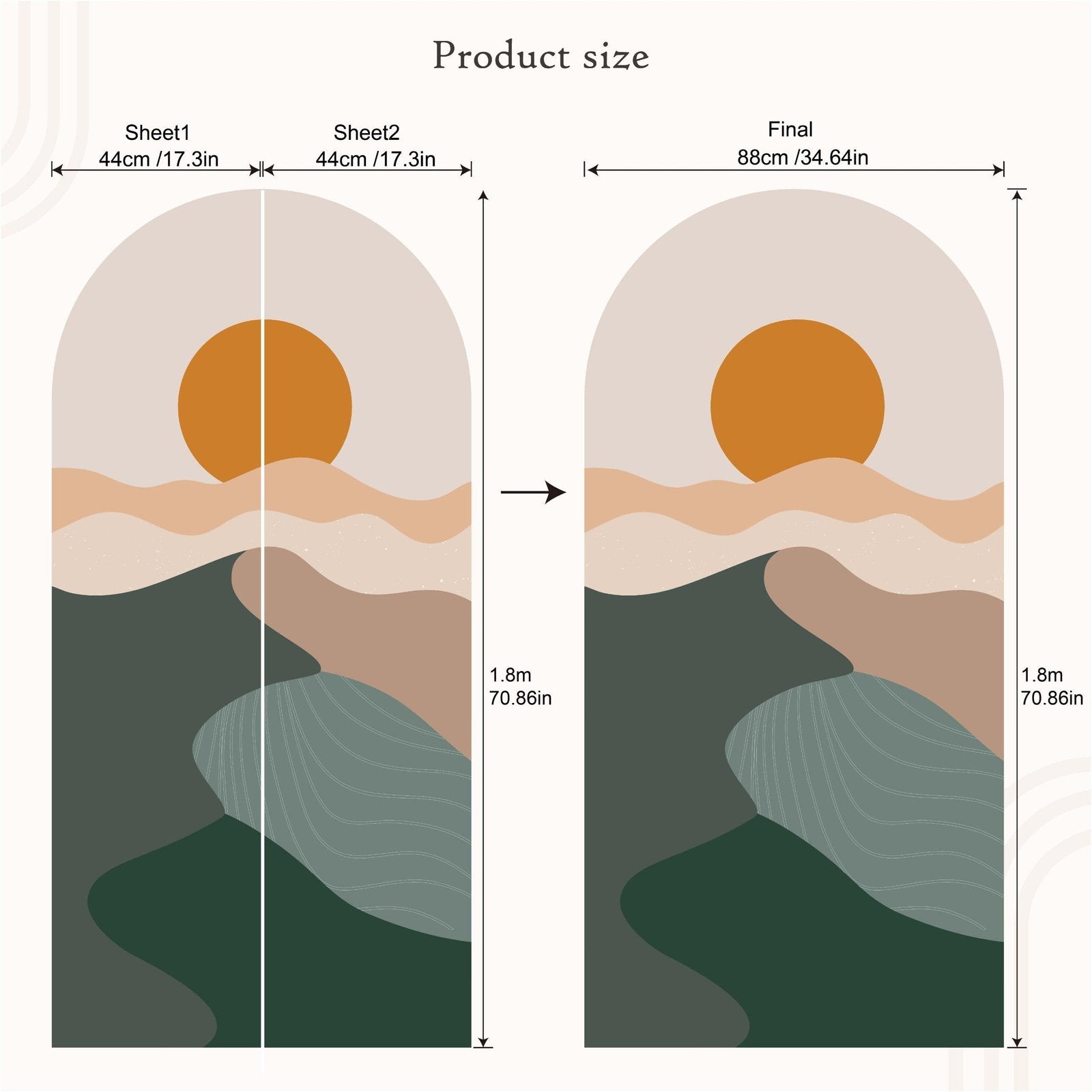 1 St Bohemian Interior Wall Art Renovering Vattentät Väggmålning, Flora Grossist, väggdekoration