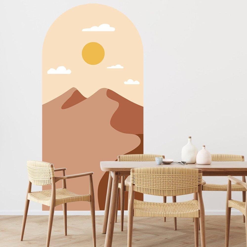 Enkel Fjäll- och Solbåge Dekal Huvudgavel Väggdekal, Flora Grossist, väggdekoration