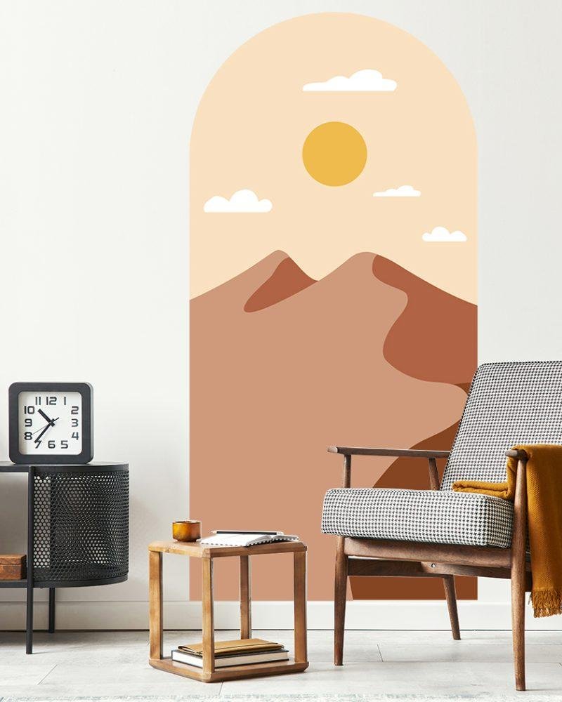 Enkel Fjäll- och Solbåge Dekal Huvudgavel Väggdekal, Flora Grossist, väggdekoration