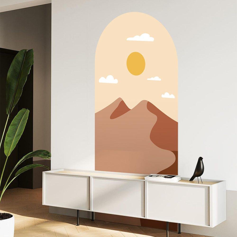 Enkel Fjäll- och Solbåge Dekal Huvudgavel Väggdekal, Flora Grossist, väggdekoration