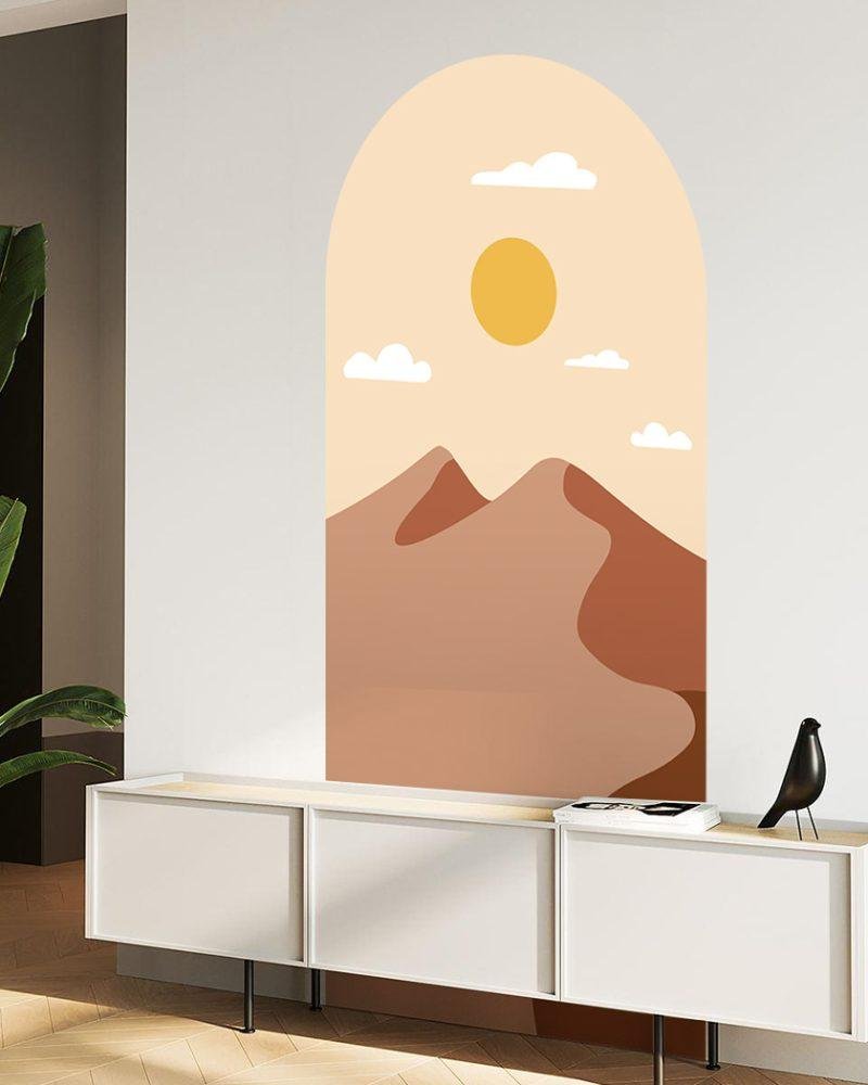 Enkel Fjäll- och Solbåge Dekal Huvudgavel Väggdekal, Flora Grossist, väggdekoration