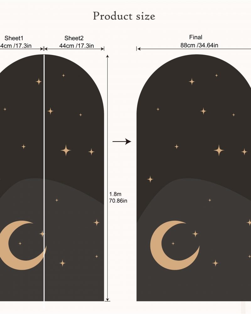 1 St Mån & Stjärnmönster Väggdekal, Flora Grossist, väggdekoration