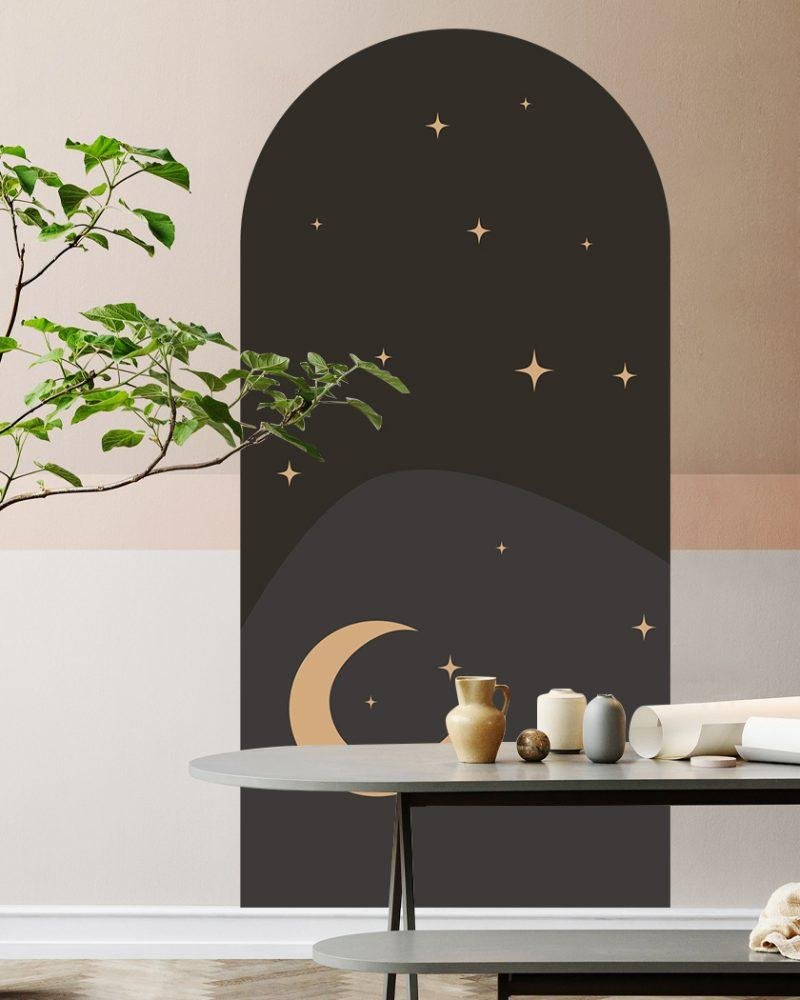 1 St Mån & Stjärnmönster Väggdekal, Flora Grossist, väggdekoration