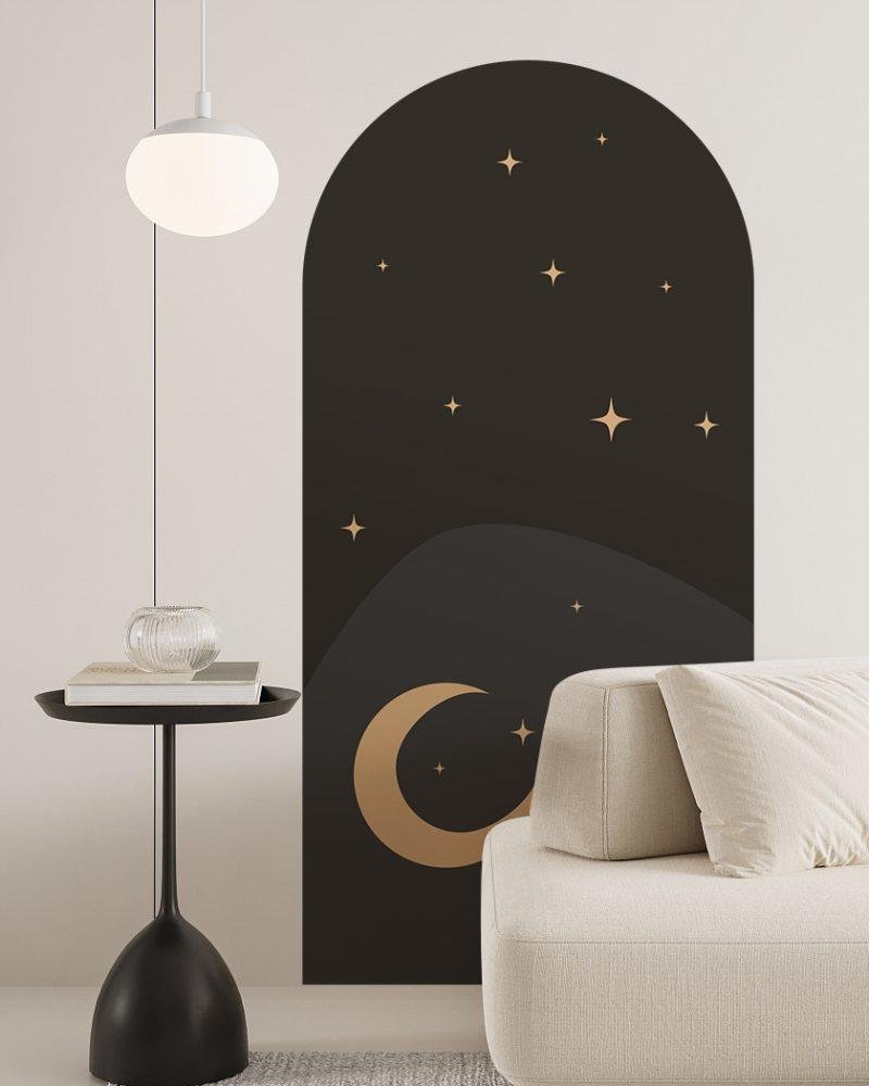 1 St Mån & Stjärnmönster Väggdekal, Flora Grossist, väggdekoration