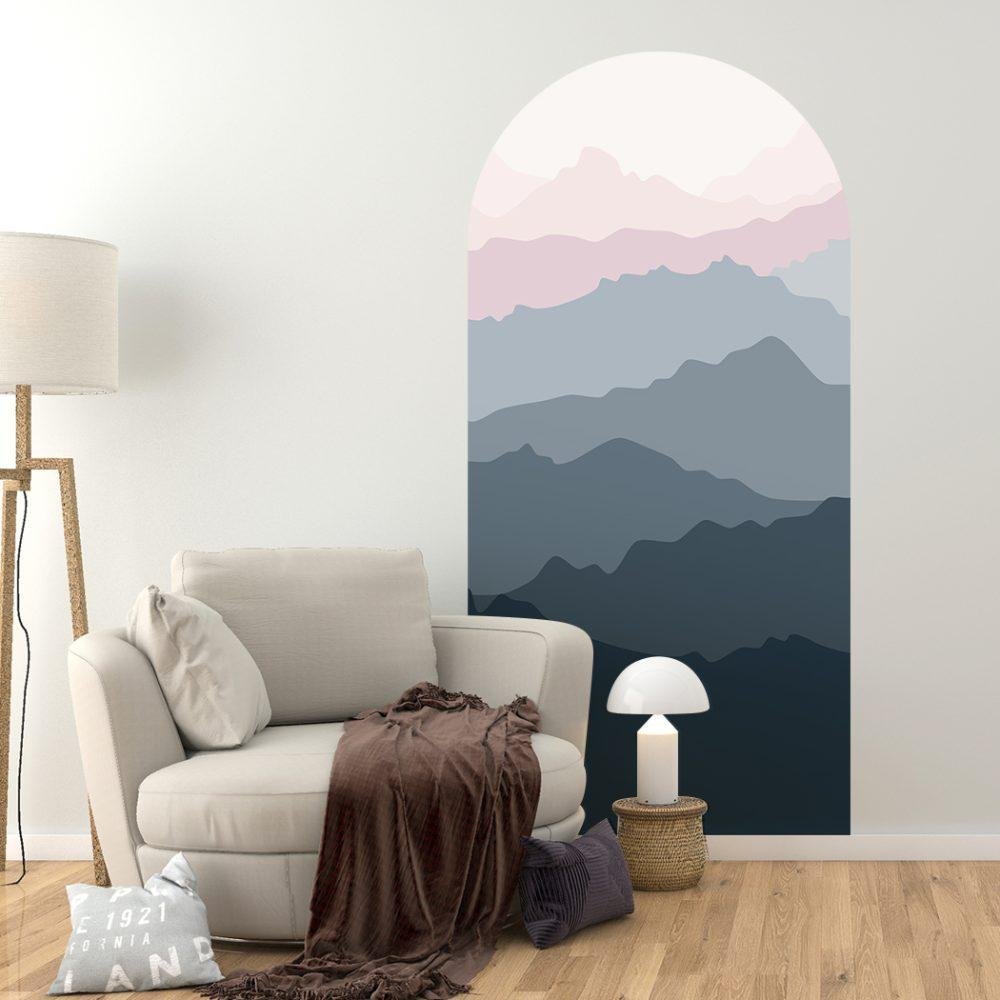 Enkel Mountain Cloud Arch Dekal Sänggavel Väggdekal, Flora Grossist, väggdekoration